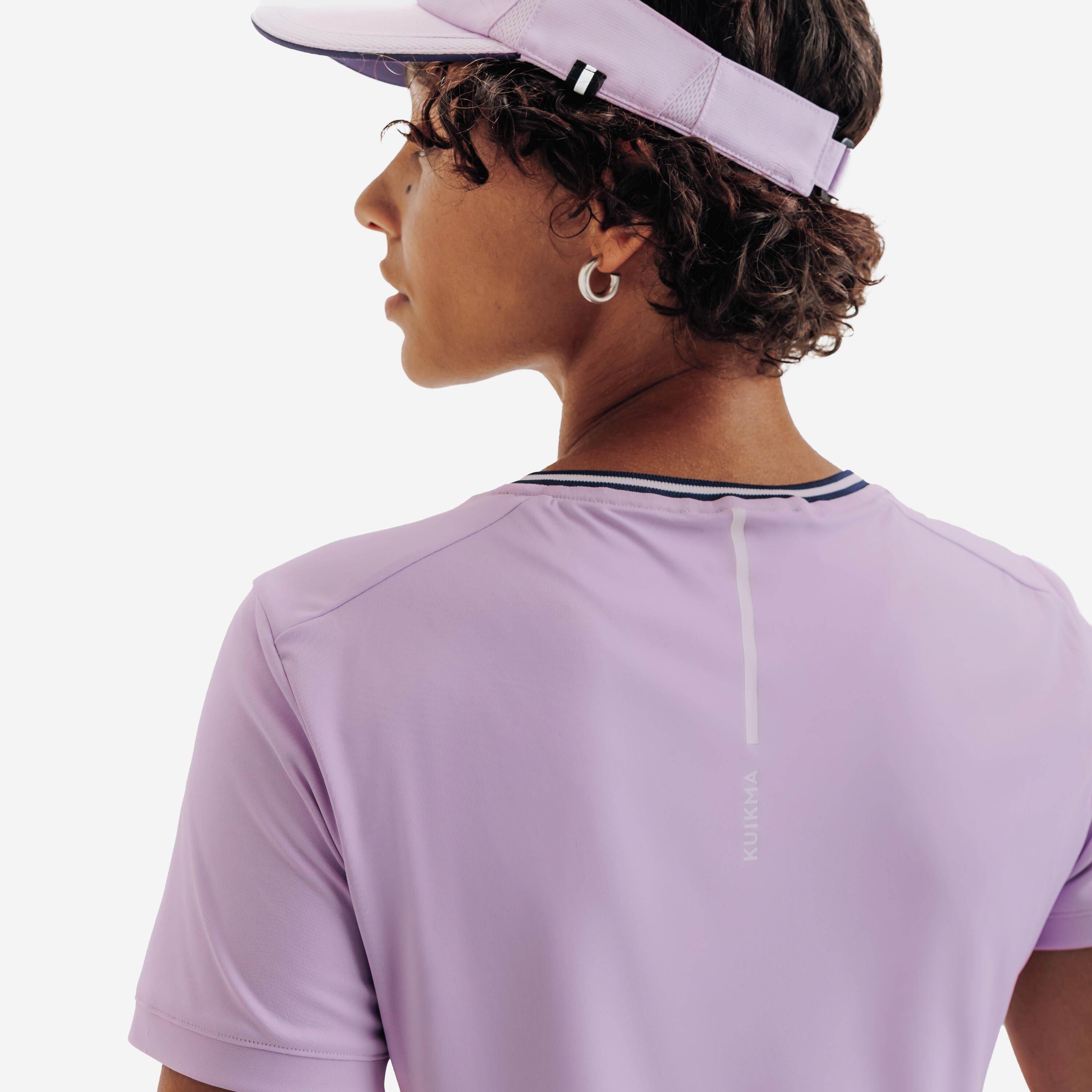Tennis-T-Shirt Dry für Damen, Rundhals, Dunkellila 5/7