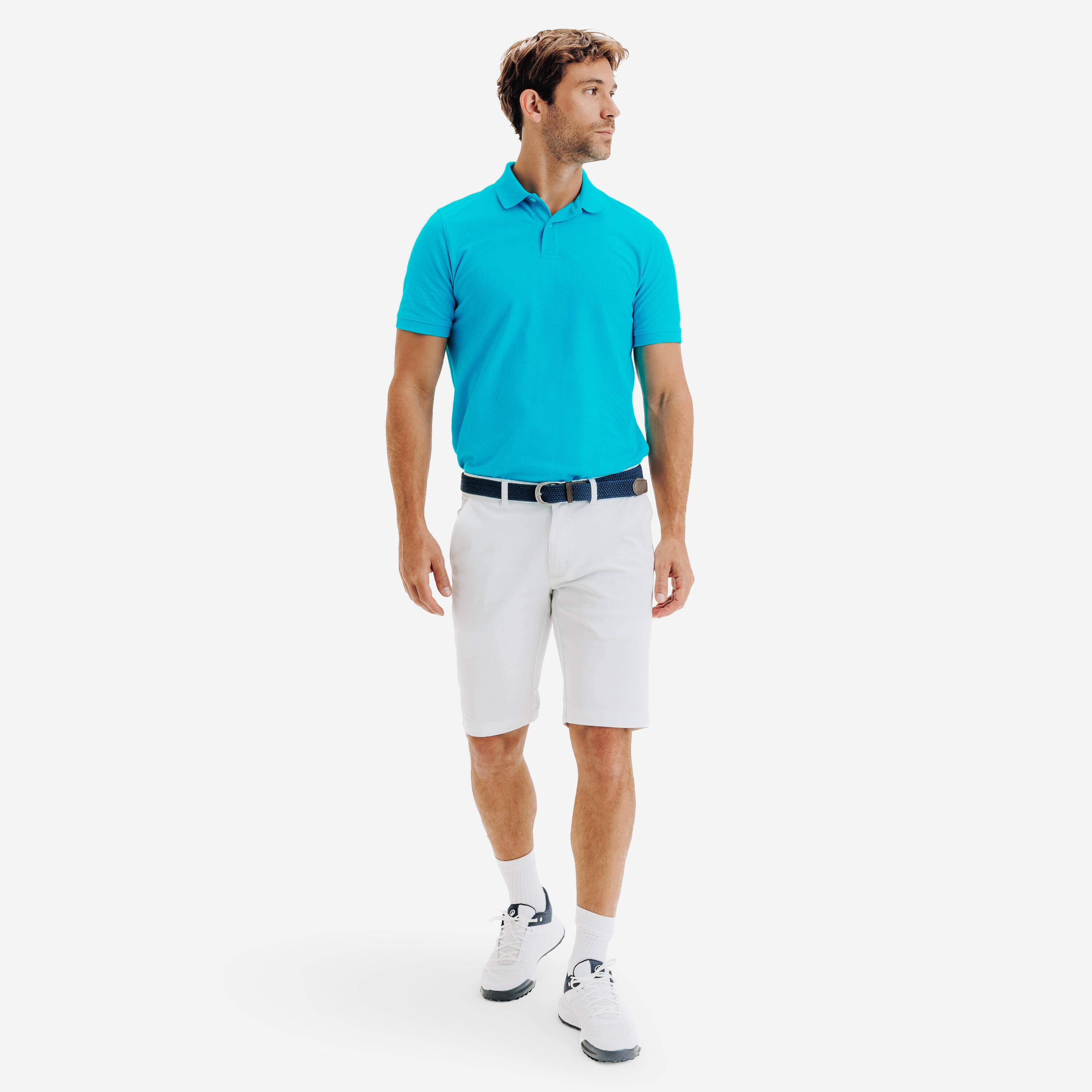 Men’s golf cotton and polyester short-sleeved polo shirt MW500 turquoise -  2