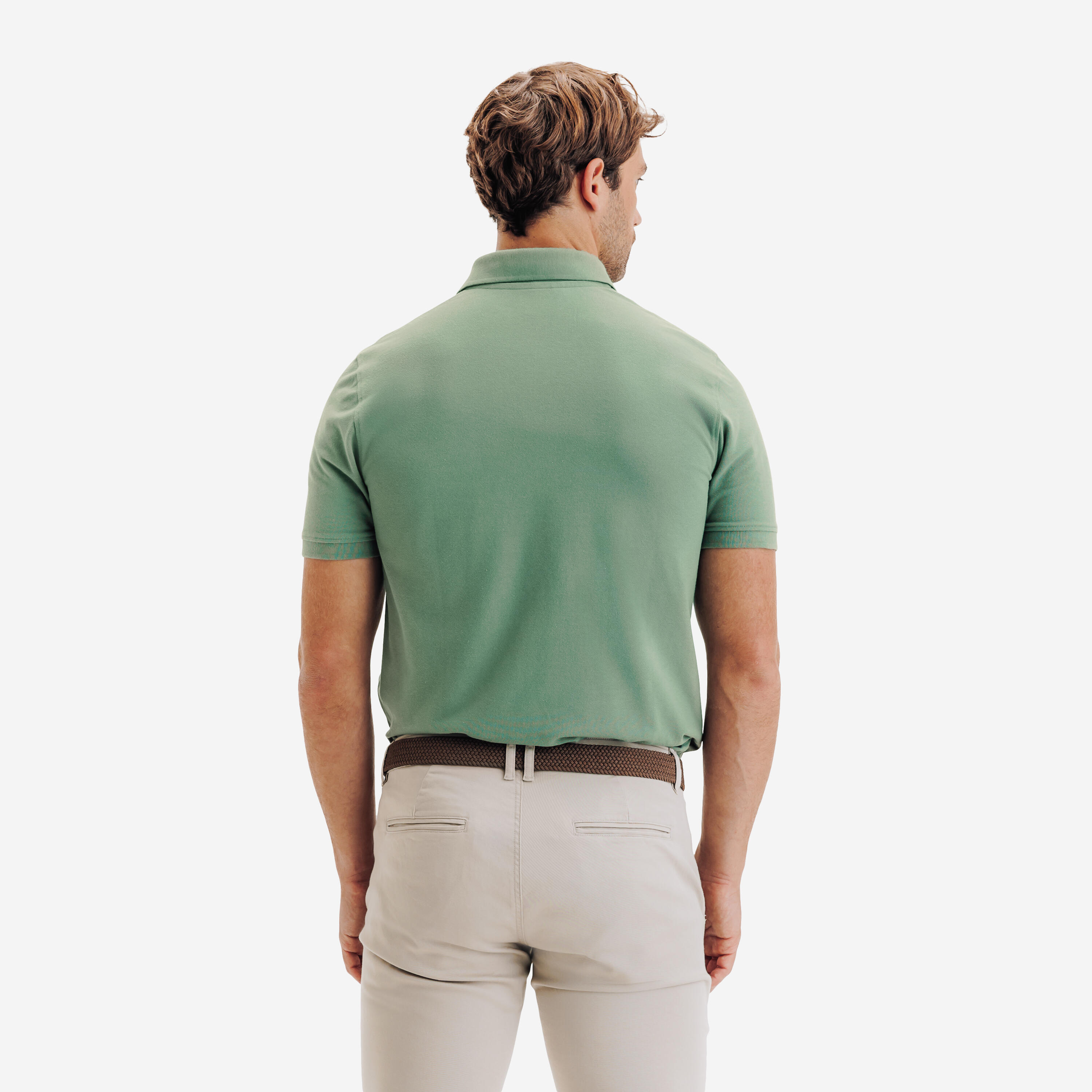 Polo de golf en coton polyester manches courtes homme, MW500 vert 4/6