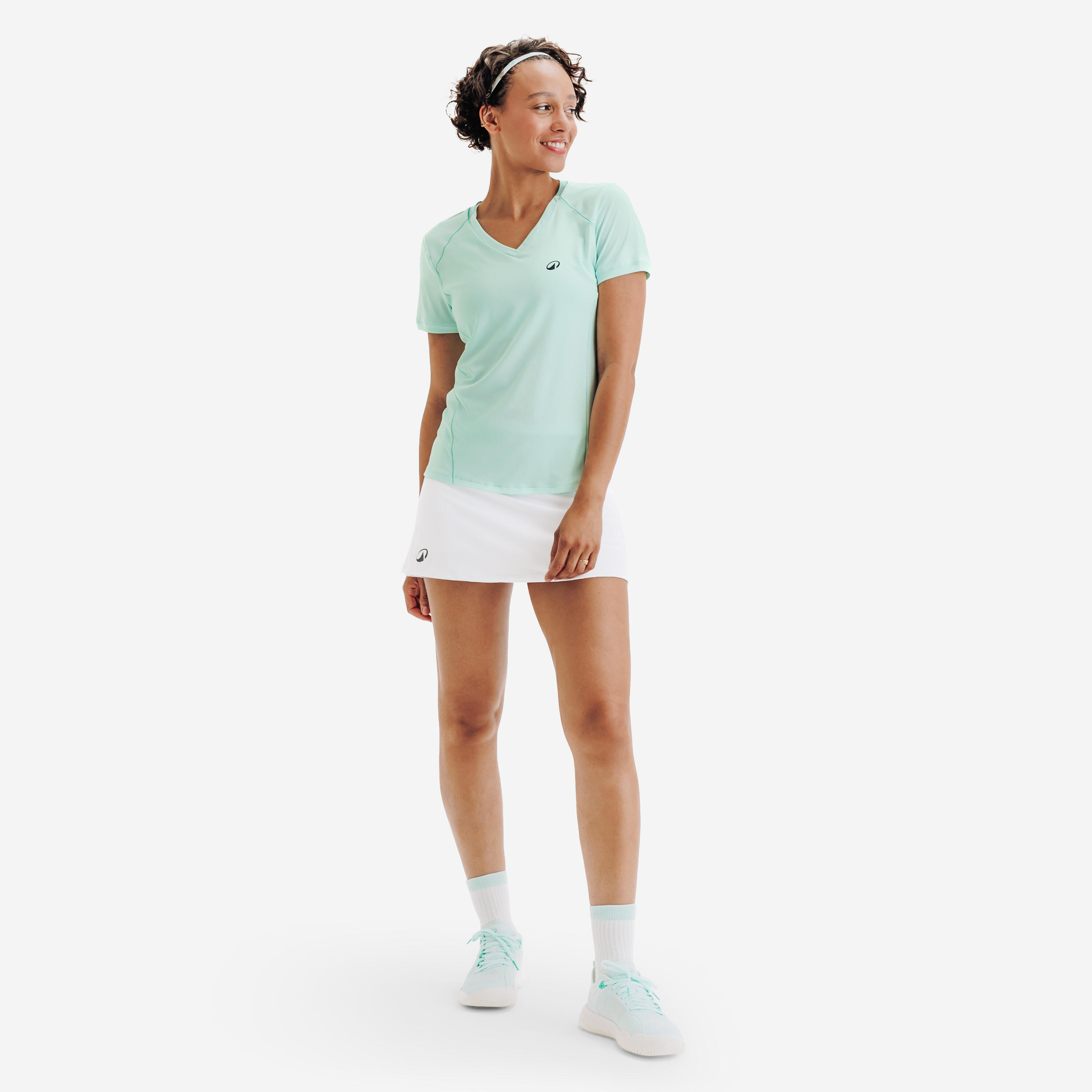 T-shirt de tennis respirant à col en V femme, Dry - KUIKMA