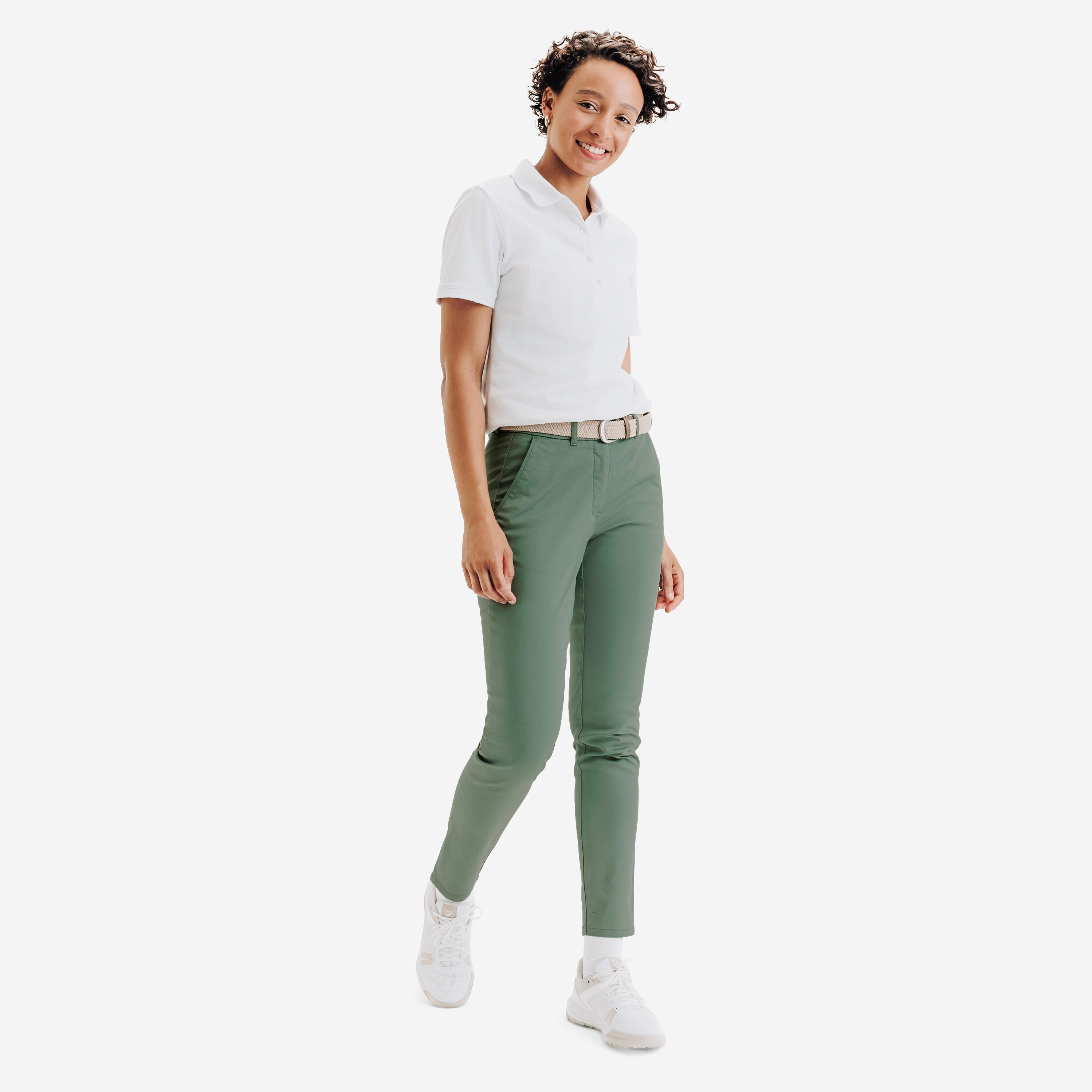 Pantalon chino de golf coton femme, MW500 vert 2/5