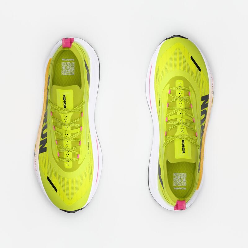 Încălțăminte de alergare trail cu placă de carbon Kiprun Kipsummit Race verde B