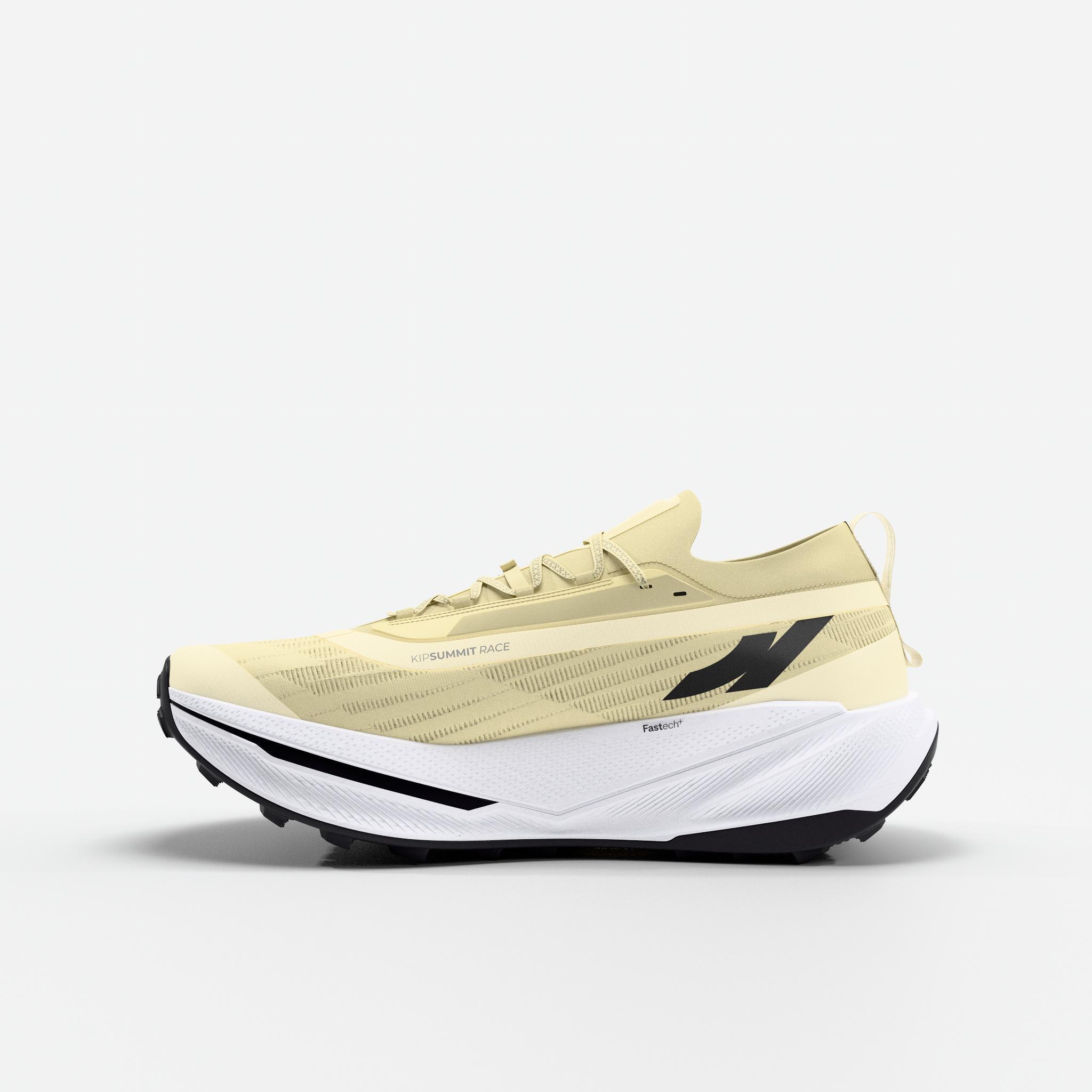 Chaussures de trail running à plaque carbone femme, Kiprun Kipsummit Race beige