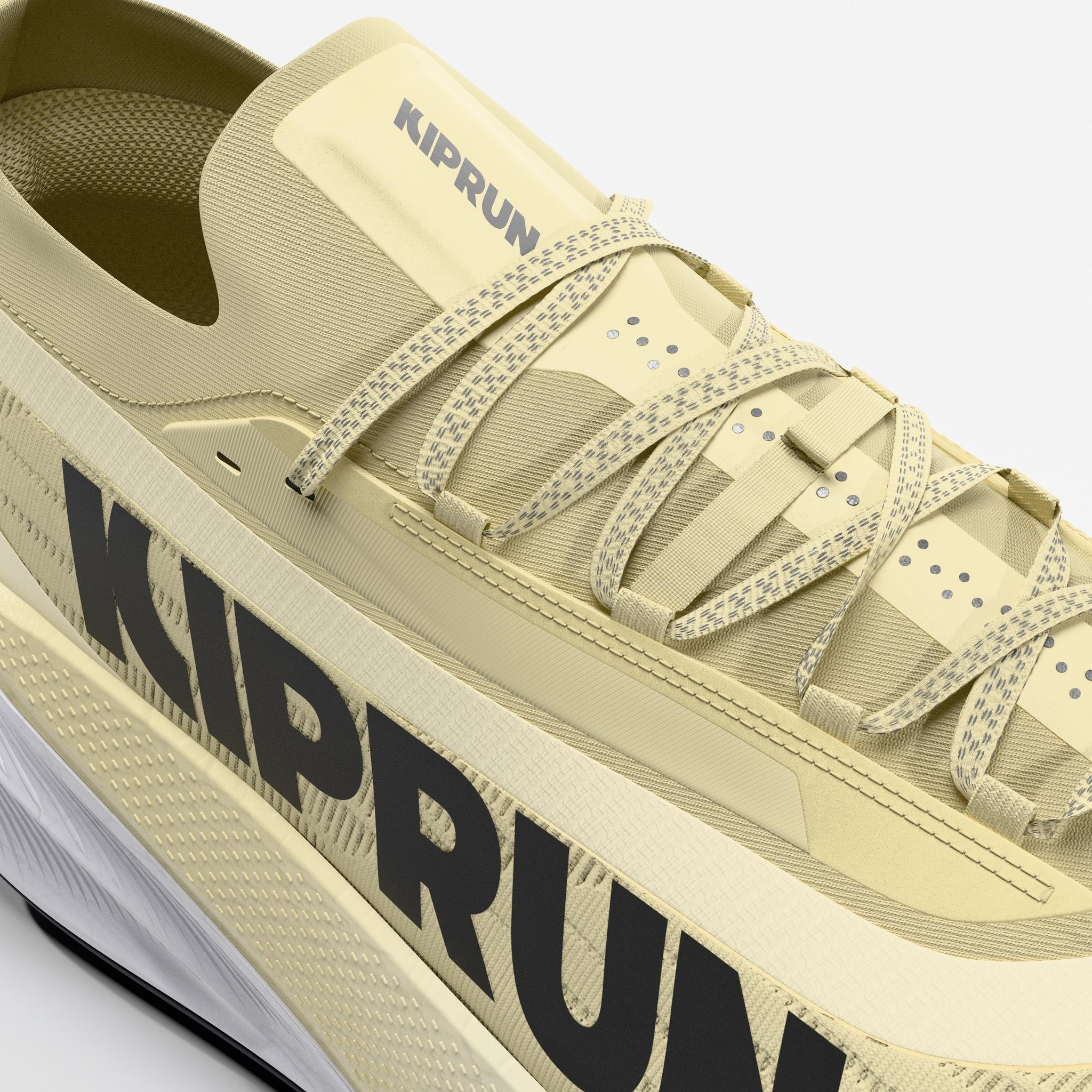 Chaussures de trail running à plaque carbone femme, Kiprun Kipsummit Race beige