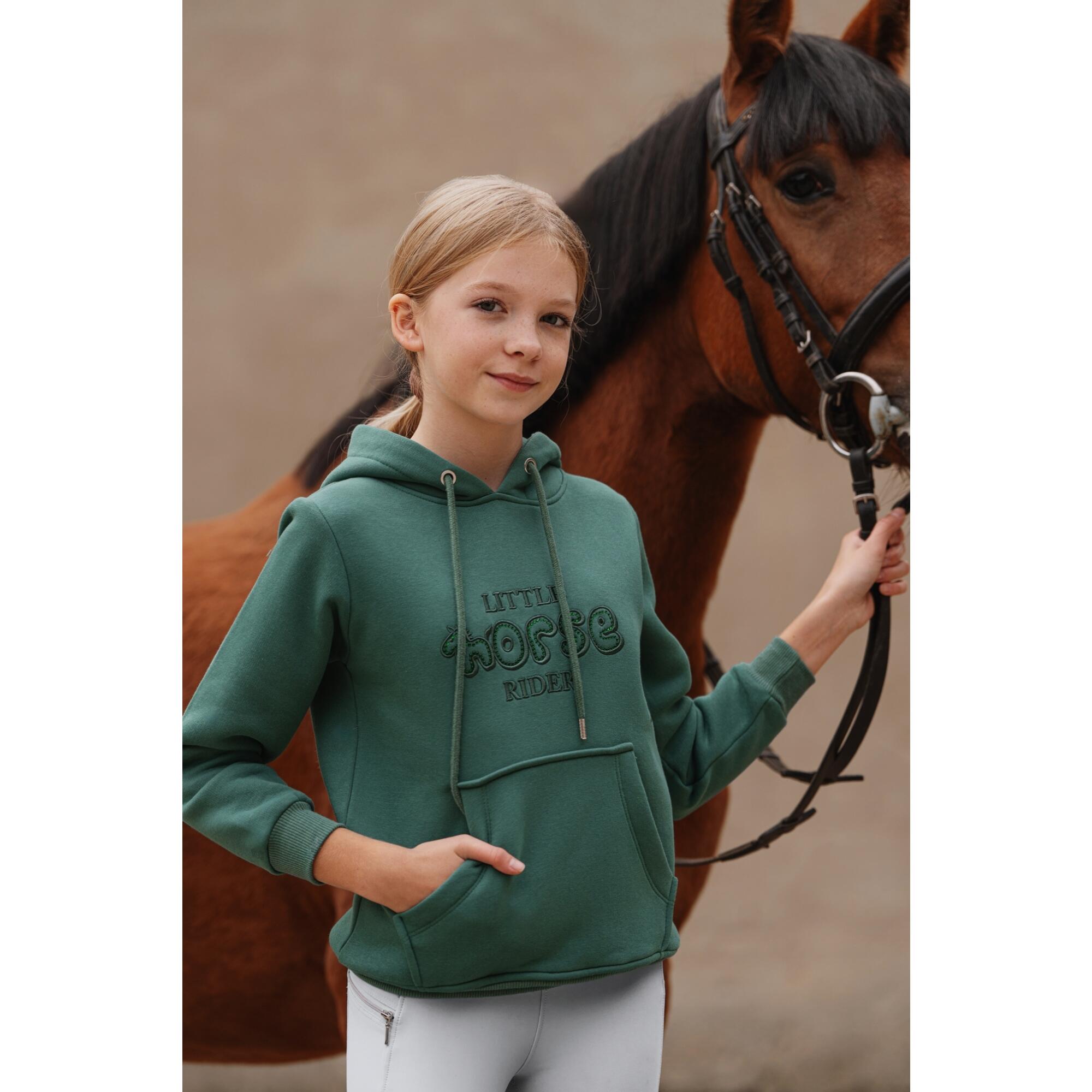 Bluza jeździecka Little Rider butelkowa zieleń JD Attack 2/4
