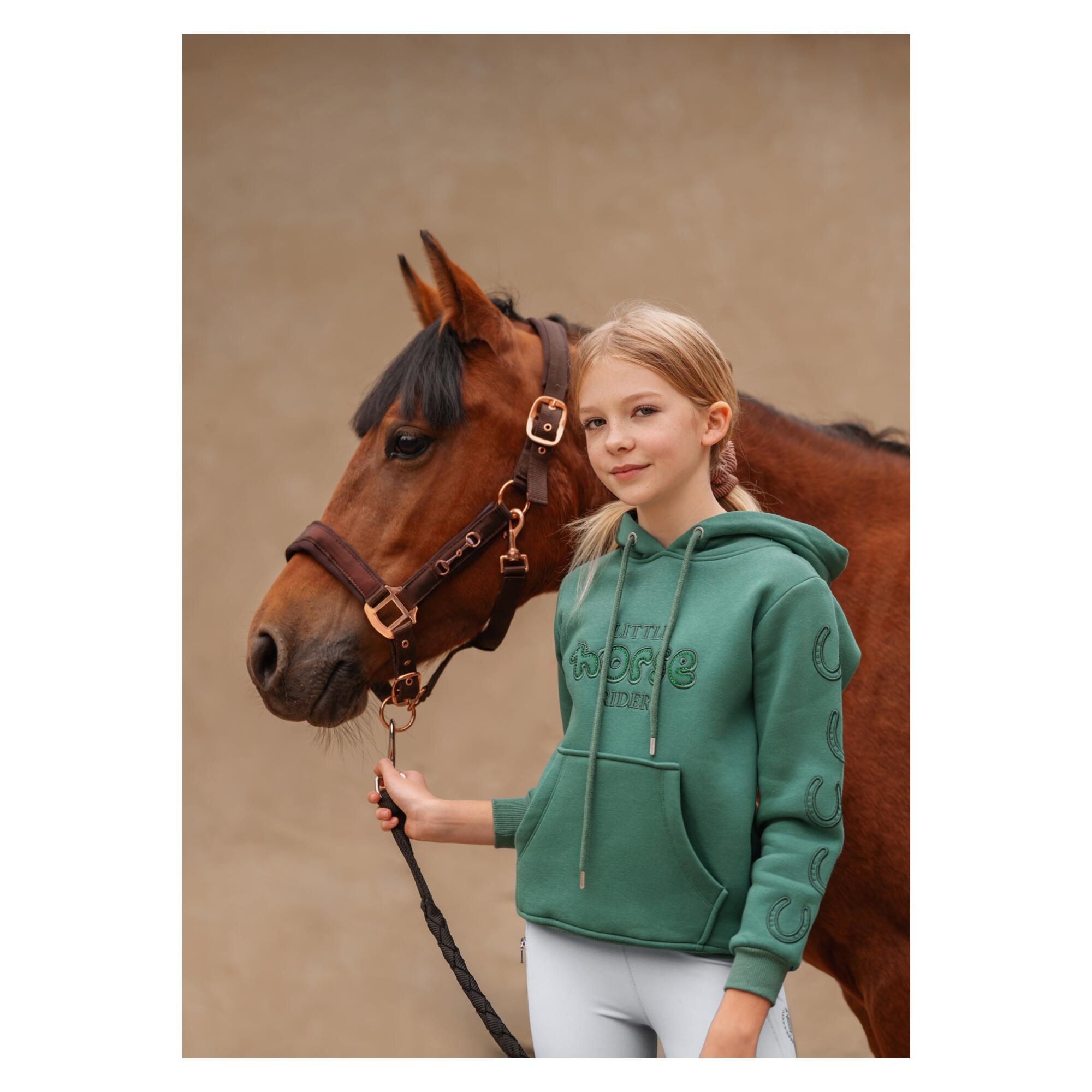 Bluza jeździecka Little Rider butelkowa zieleń JD Attack 3/4