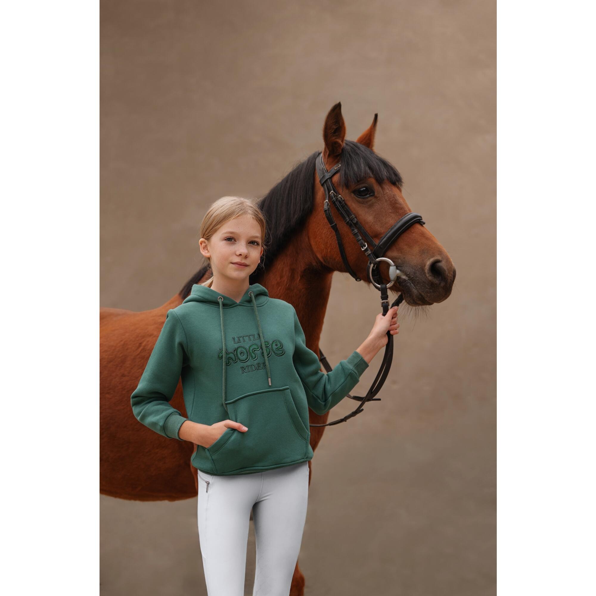 Bluza jeździecka Little Rider butelkowa zieleń JD Attack 4/4