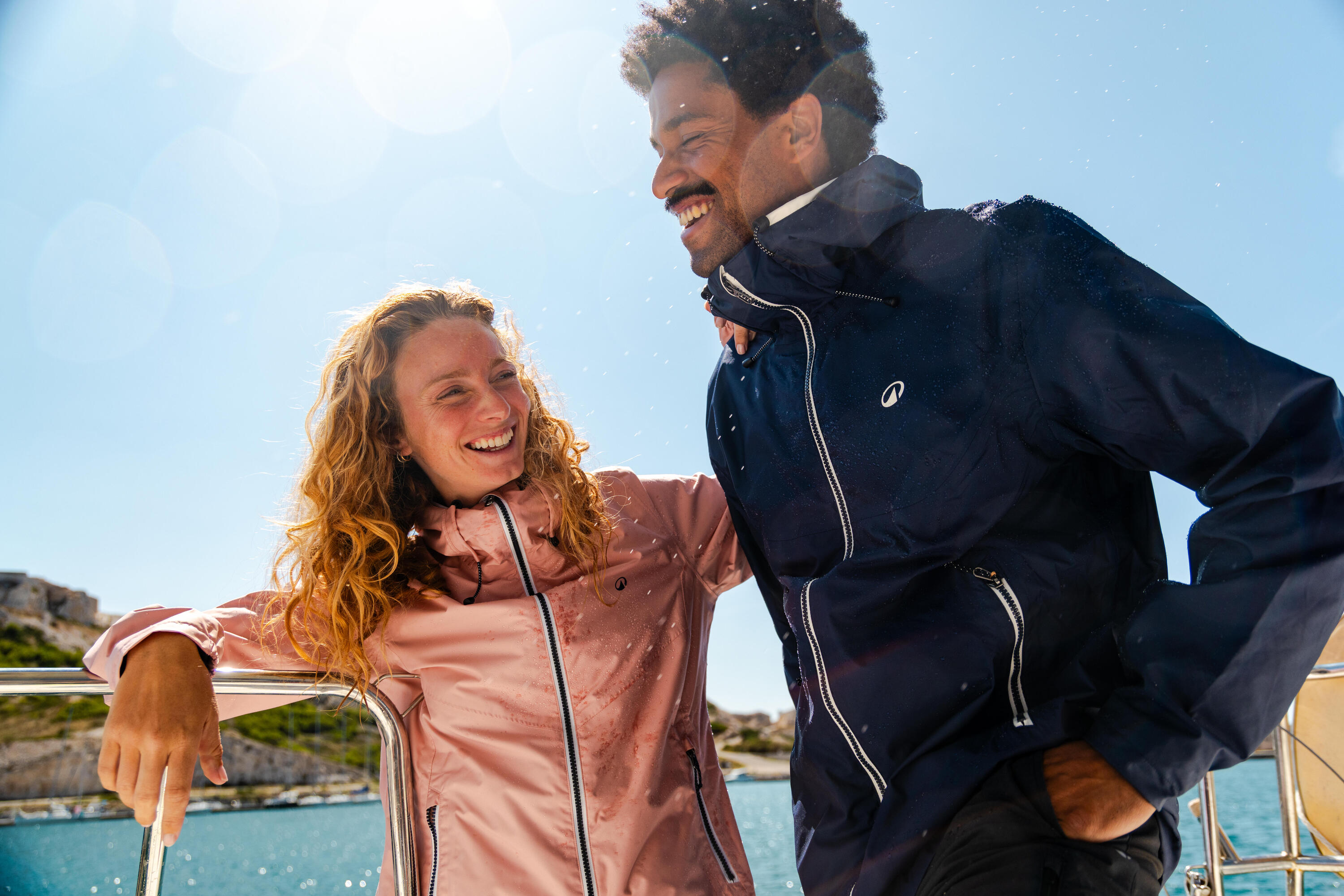 Chamarra para vela impermeable rosa para mujer Sailing 100 15/17