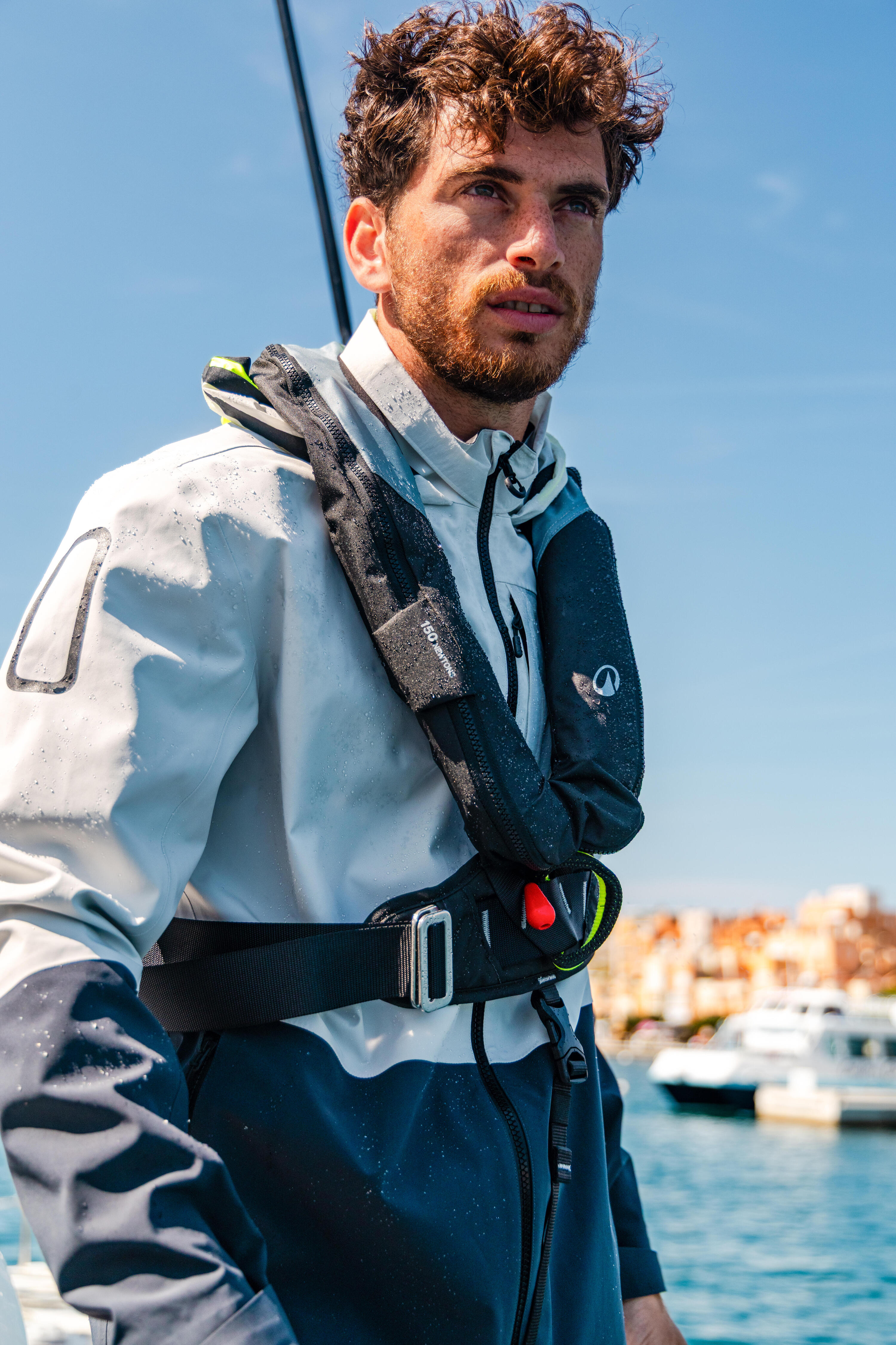 Rettungsweste Damen/Herren selbstaufblasend LJ150N + Gurtsystem grau 8/15