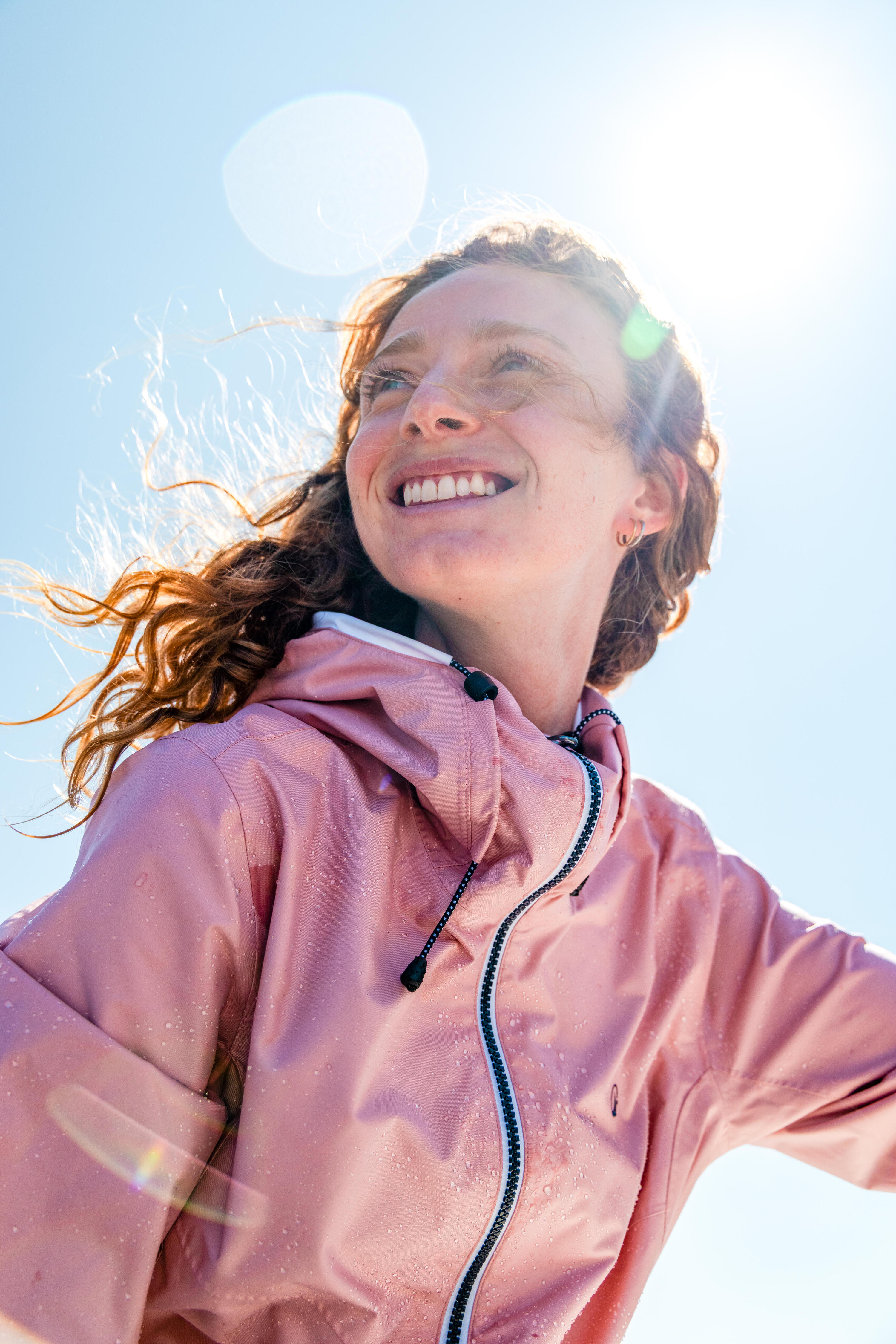 Chamarra para vela impermeable rosa para mujer Sailing 100 12/17