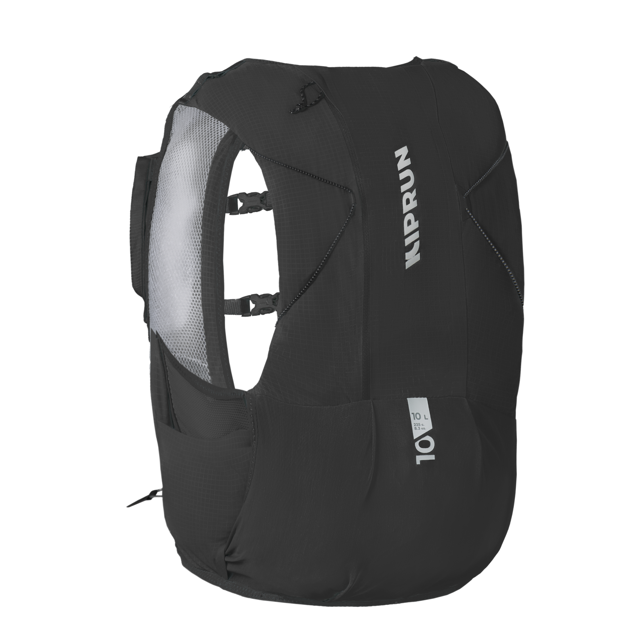 Sac trail running mixte + poche à eau 1l incluse - kiprun 900 10l noir - Course - KIPRUN- Clubs - Entreprises - Collectivités - Associations