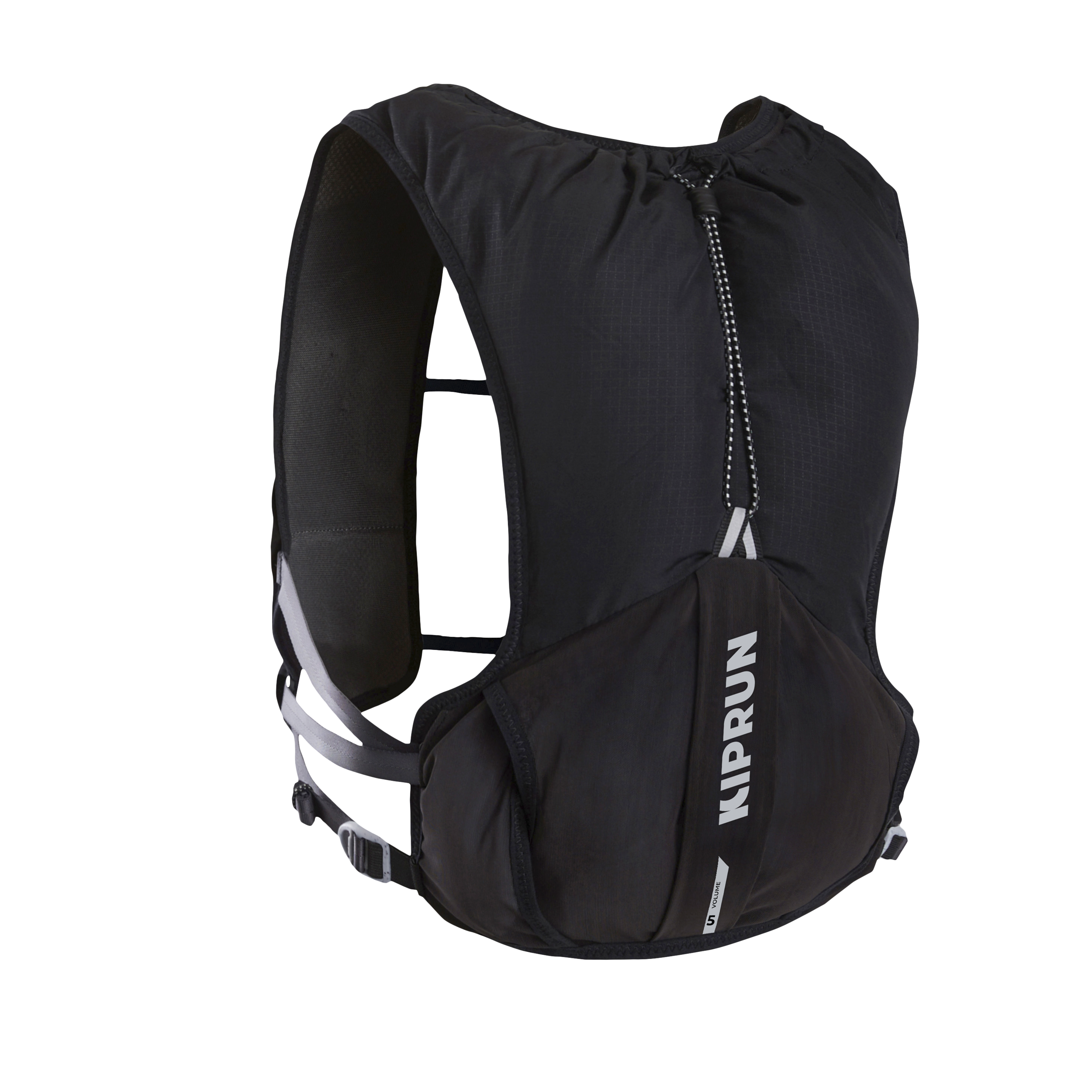 Sac trail running mixte + poche à eau 1l incluse - kiprun 500 5l noir - Course - KIPRUN- Clubs - Entreprises - Collectivités - Associations