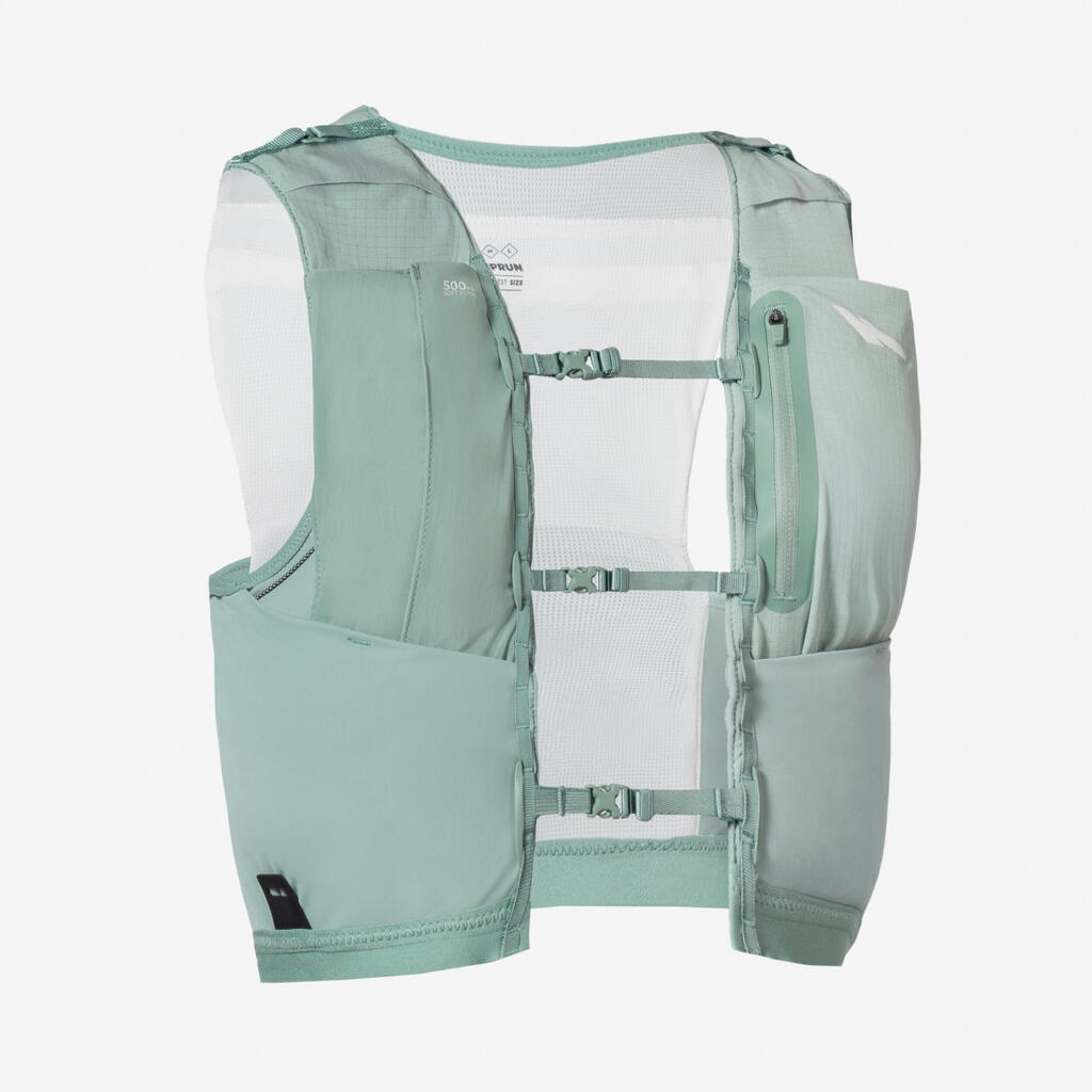 Unisex Trail Run Competition Water Bottle Holder Vest - Kiprun 900 Race 5L Green