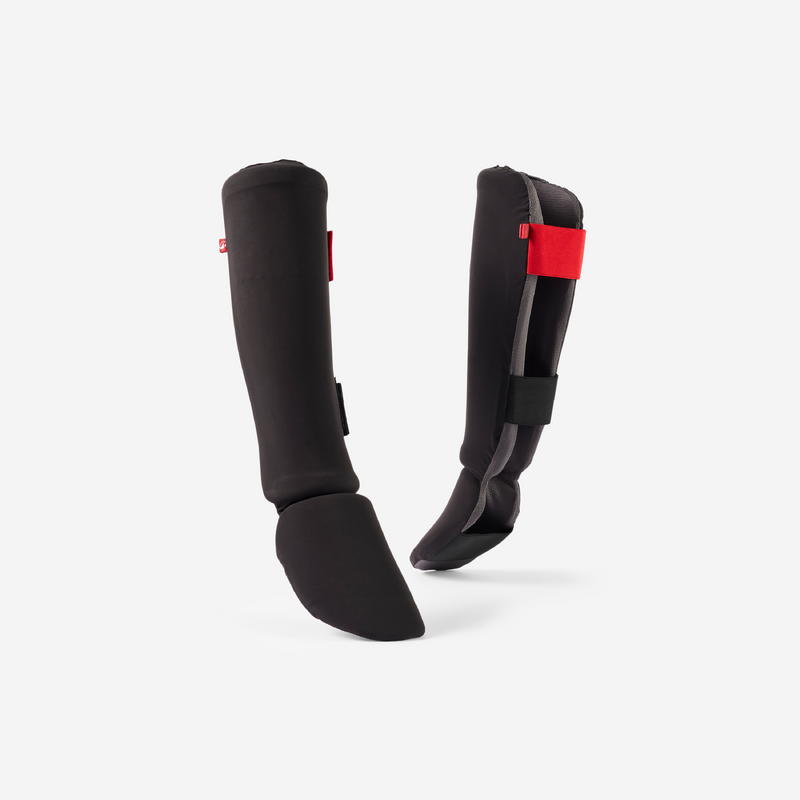 Protège-tibias-pieds de kick-boxing 100 ergo adulte pour les clubs