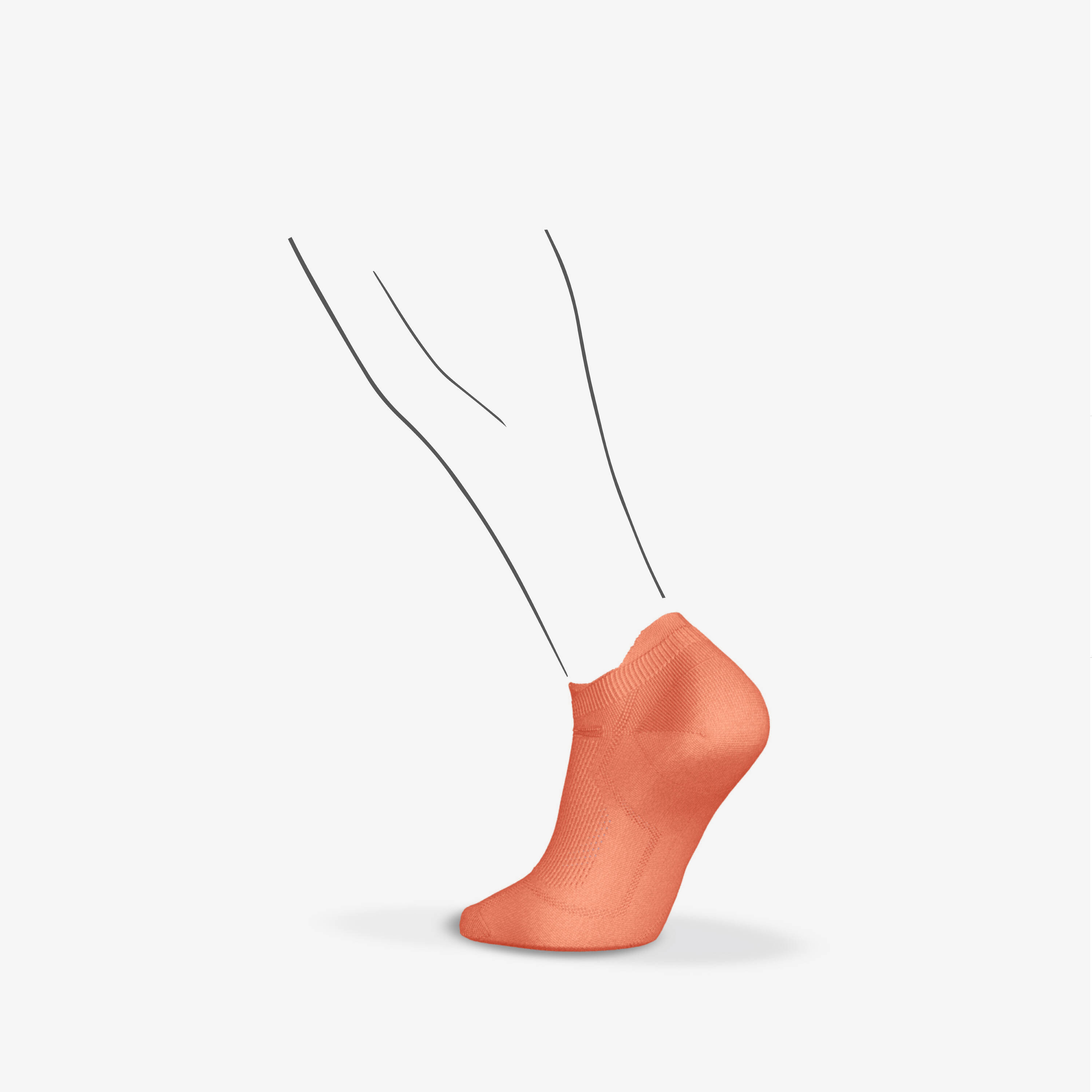 PACK OF 2 PAIRS OF RUN 500 THIN INVISIBLE RUNNING SOCKS - Orange -  3