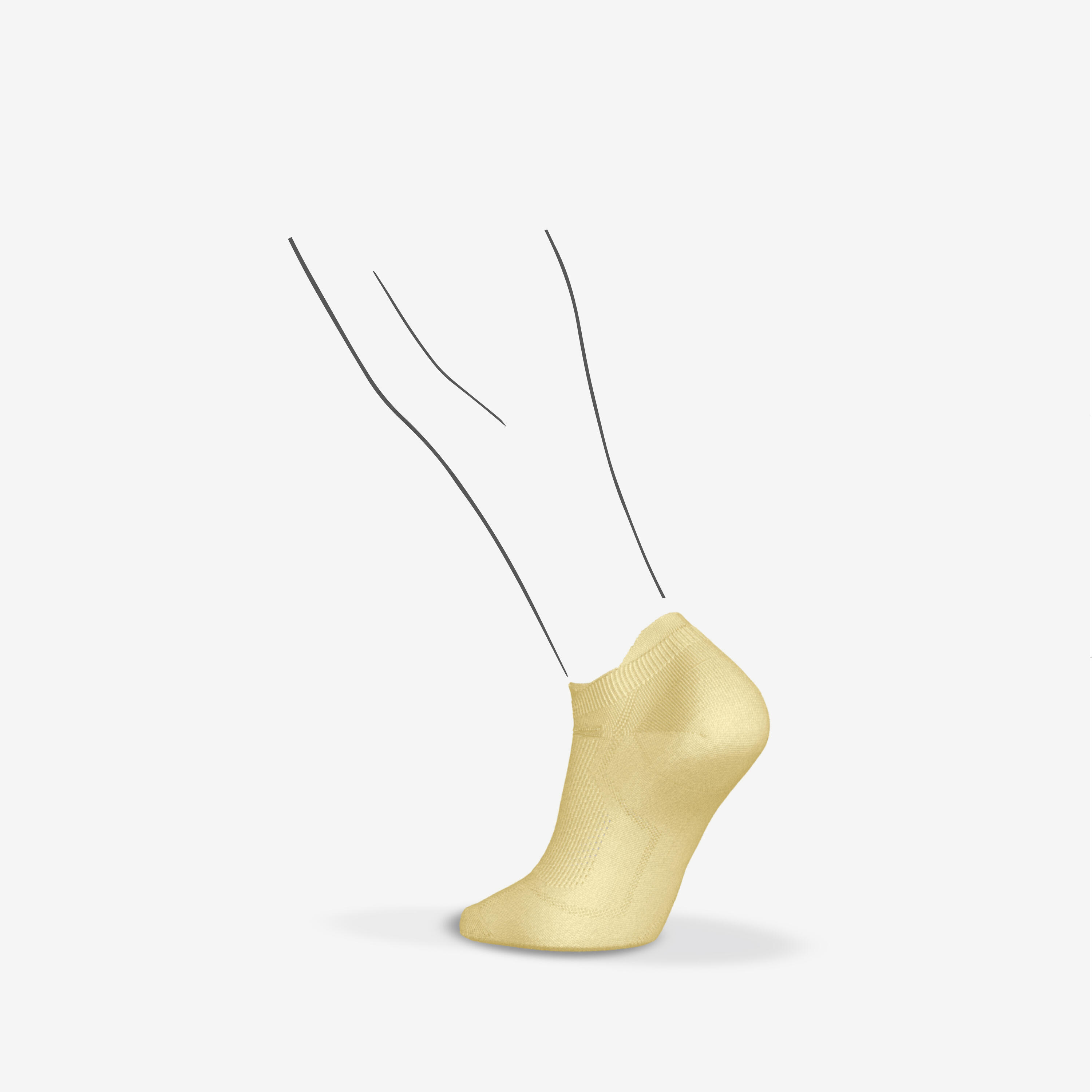 2 Paar Running-Socken run500 dünn unsichtbar Gelb 6/9