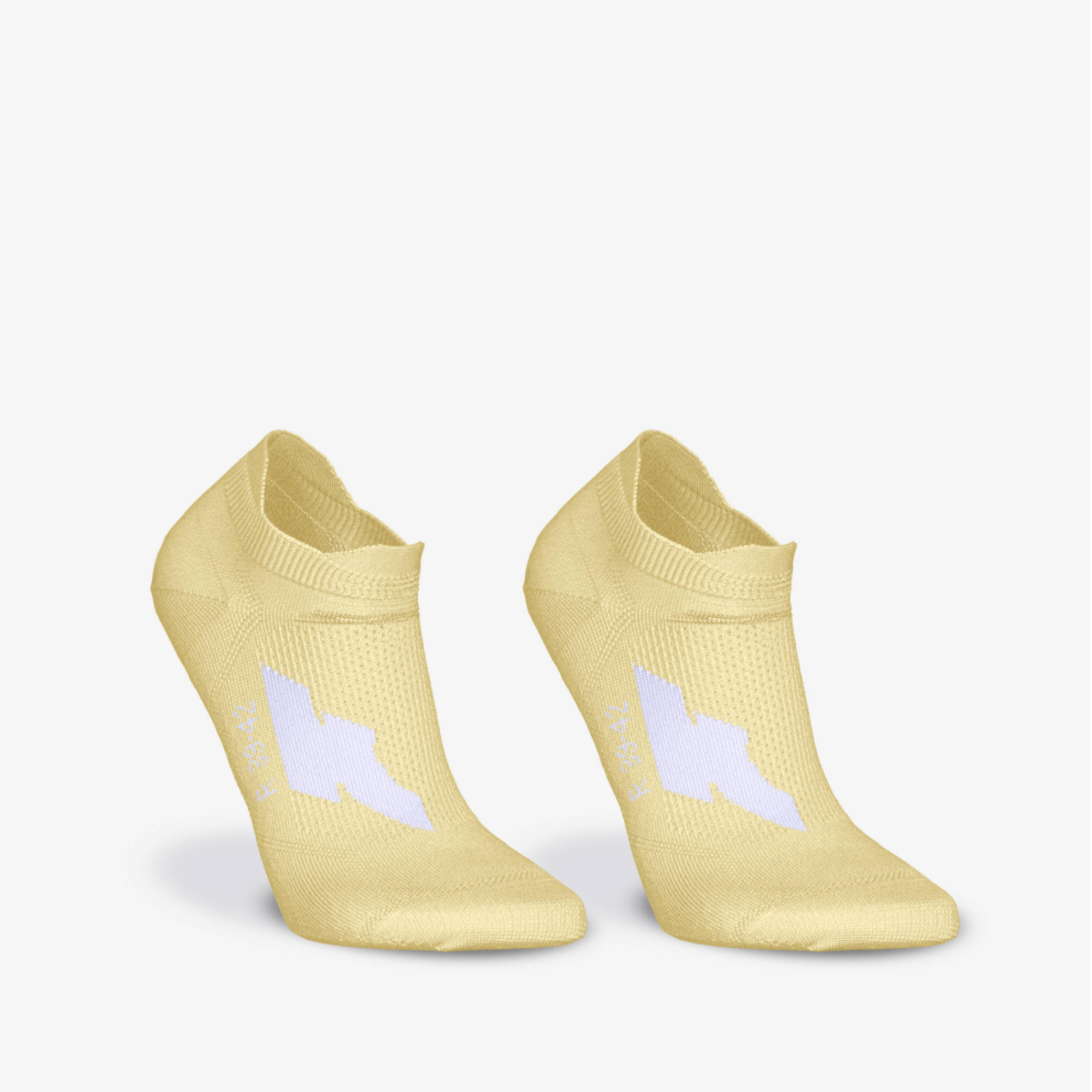 Pack of 2 pairs of Run500 thin invisible running socks - yellow -  4
