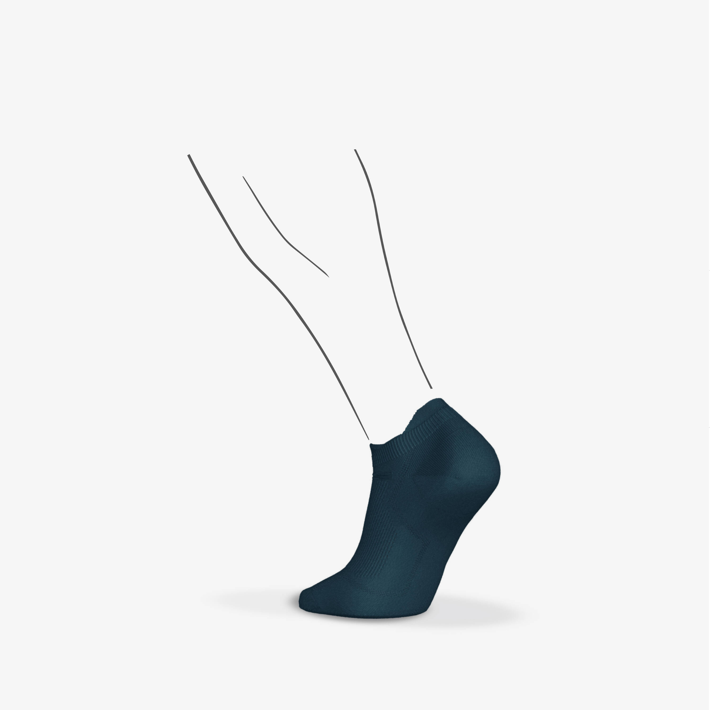 Pack of 2 pairs of run500 thin invisible running socks-Turquoise -  4