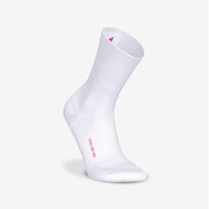 Calcetines de running antifricción Kiprun media caña -blanco y rosa