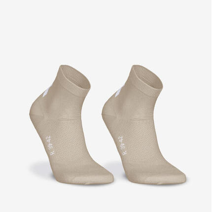 Lot de 2 paires de chaussettes de running, Kiprun run500 fines mid beige