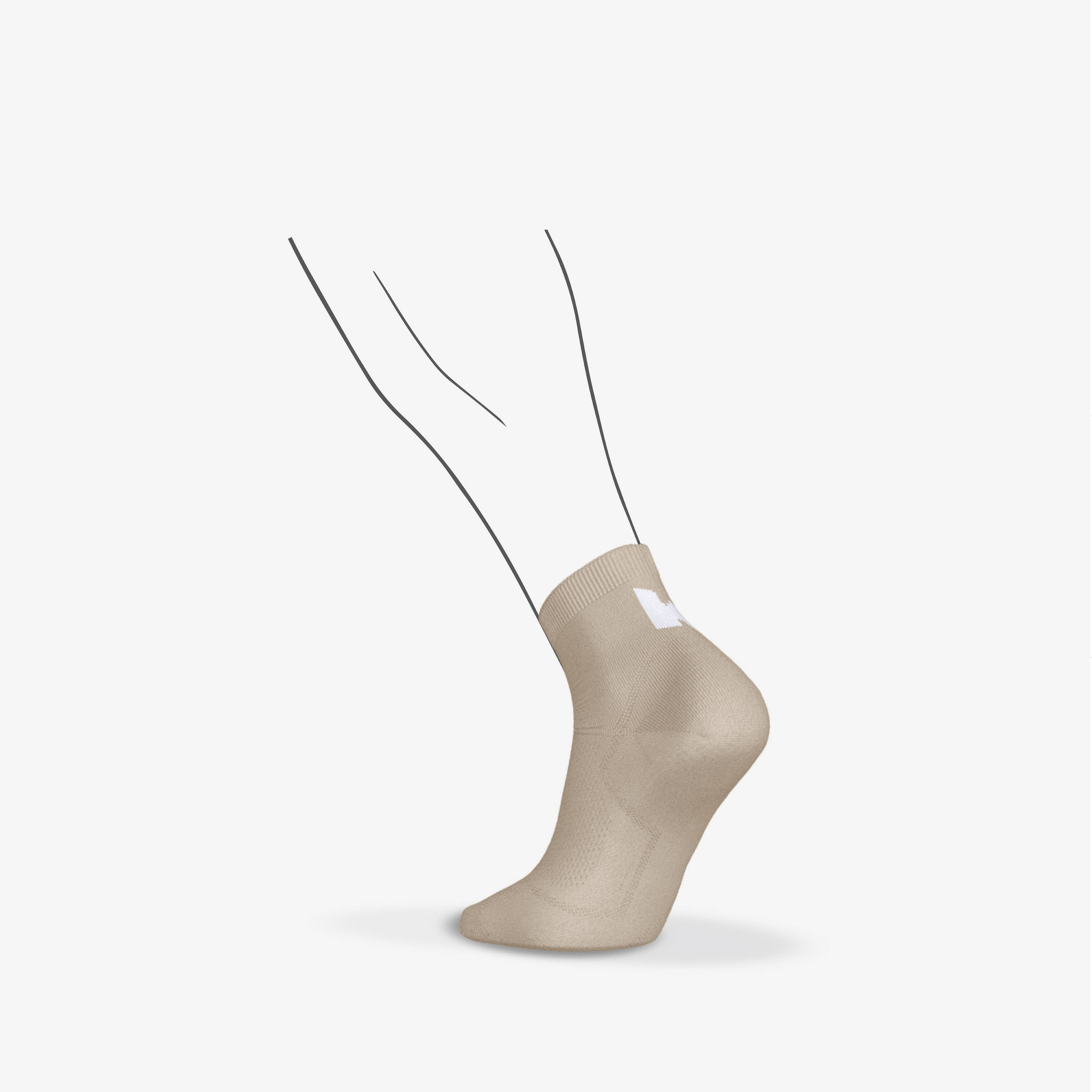 Kiprun run500 2 Pairs of Fine Mid Running Socks - Beige -  3
