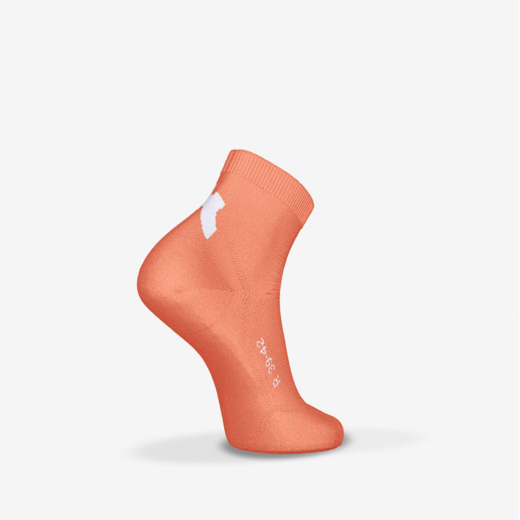 Pack of 2 Pairs of Run500 Fine Mid Running Socks - Orange