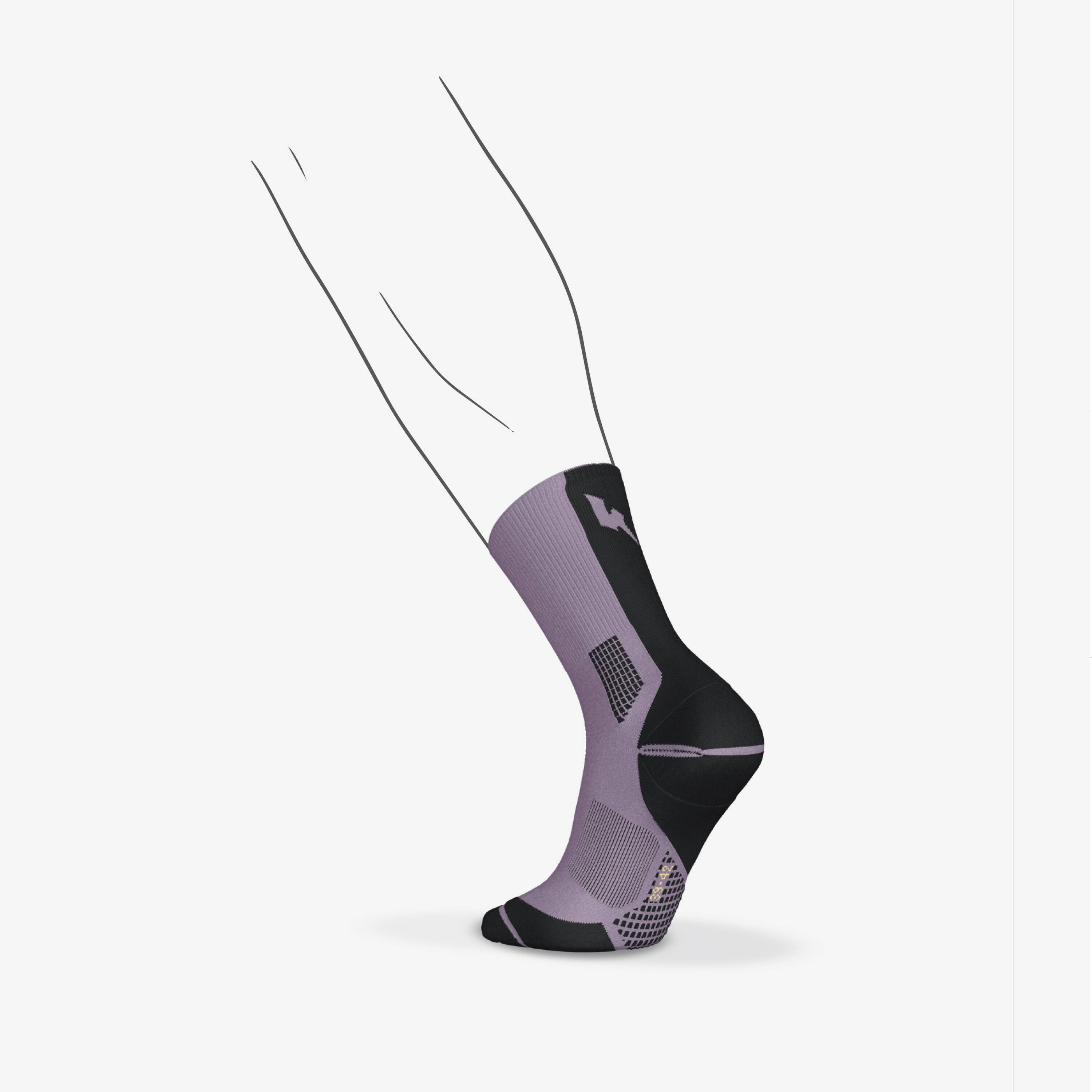Running socks run900, thick, mid-calf, purple -  2