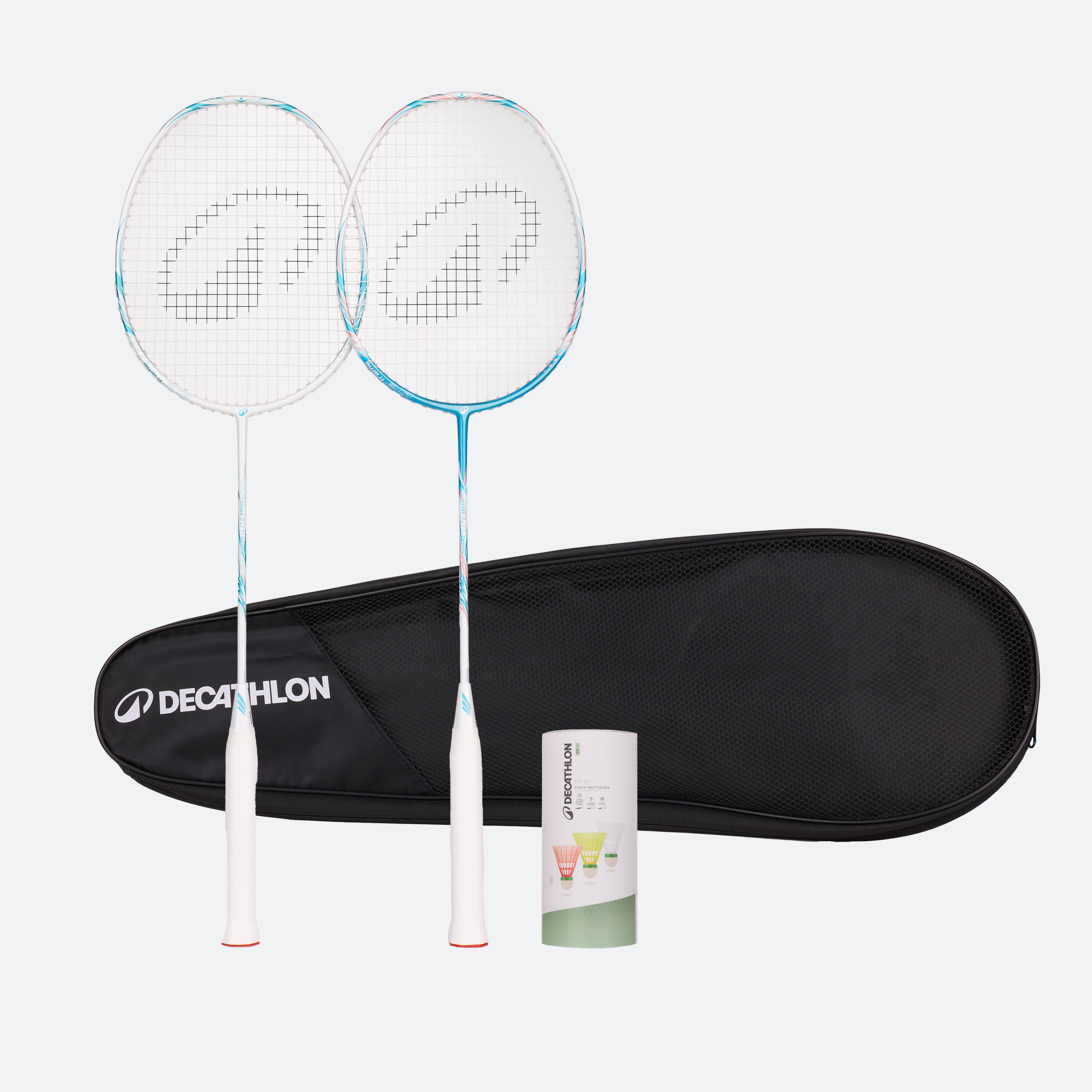 ADULT BADMINTON RACKET BR 560 SET LITE  WH TURQUOISE