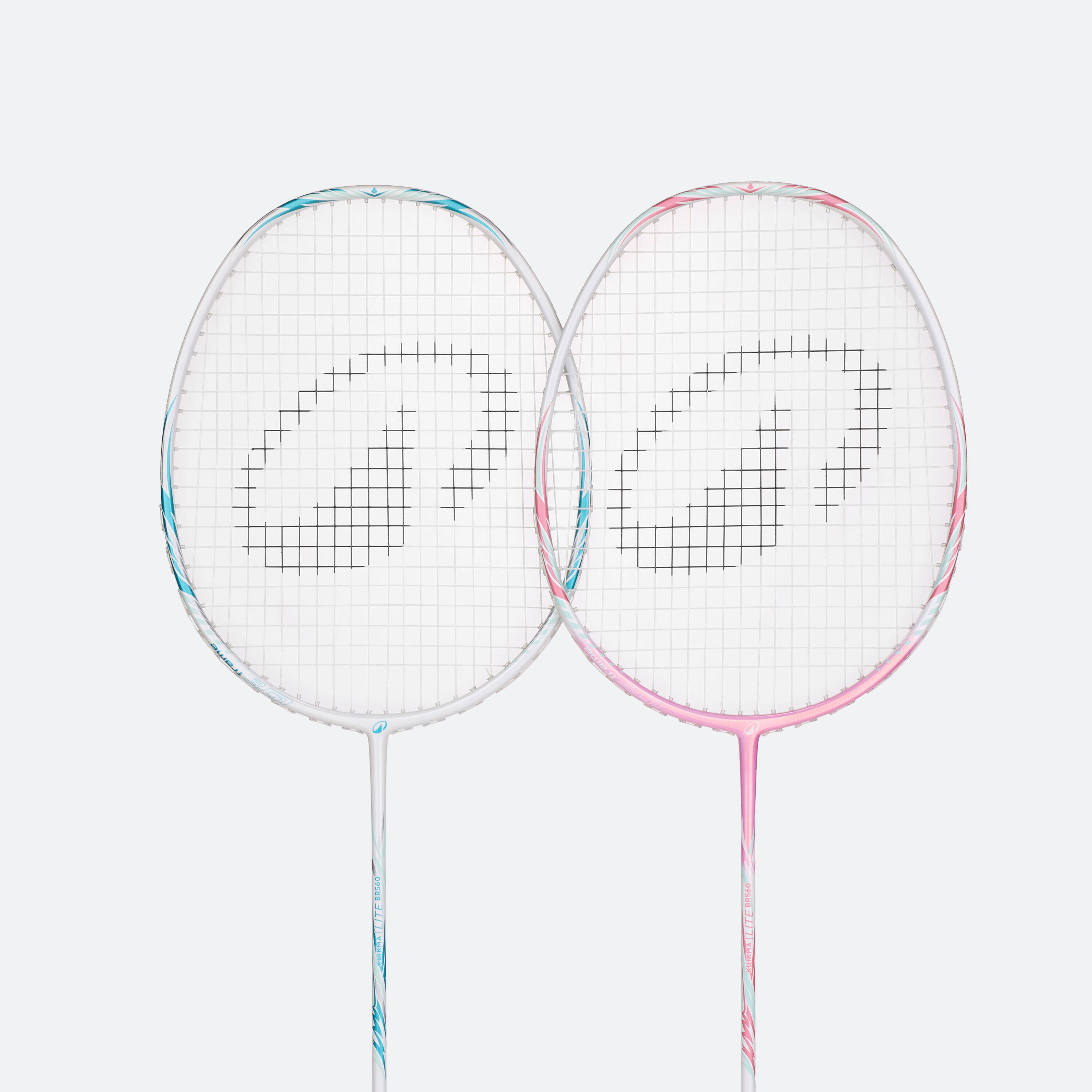 ADULT BADMINTON RACKET BR 560 SET LITE  WHITE PINK -  2