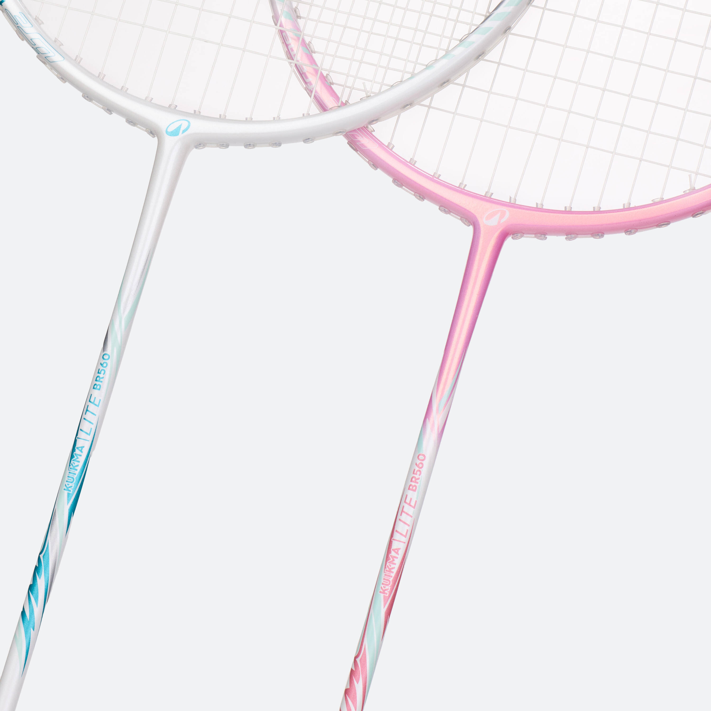 ADULT BADMINTON RACKET BR 560 SET LITE  WHITE PINK -  5