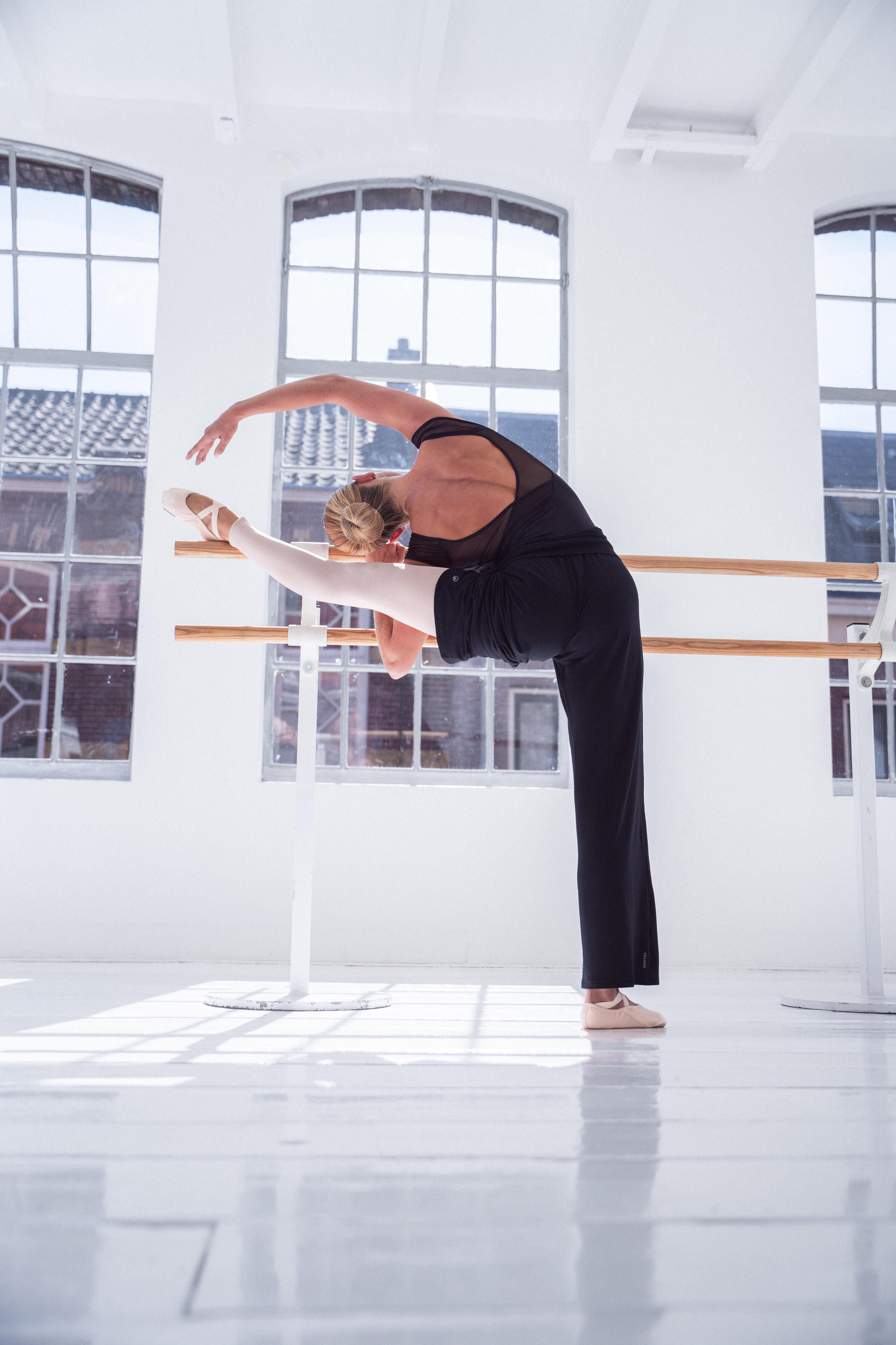 Pantalon de danse moderne fluide et large femme, noir 9/11