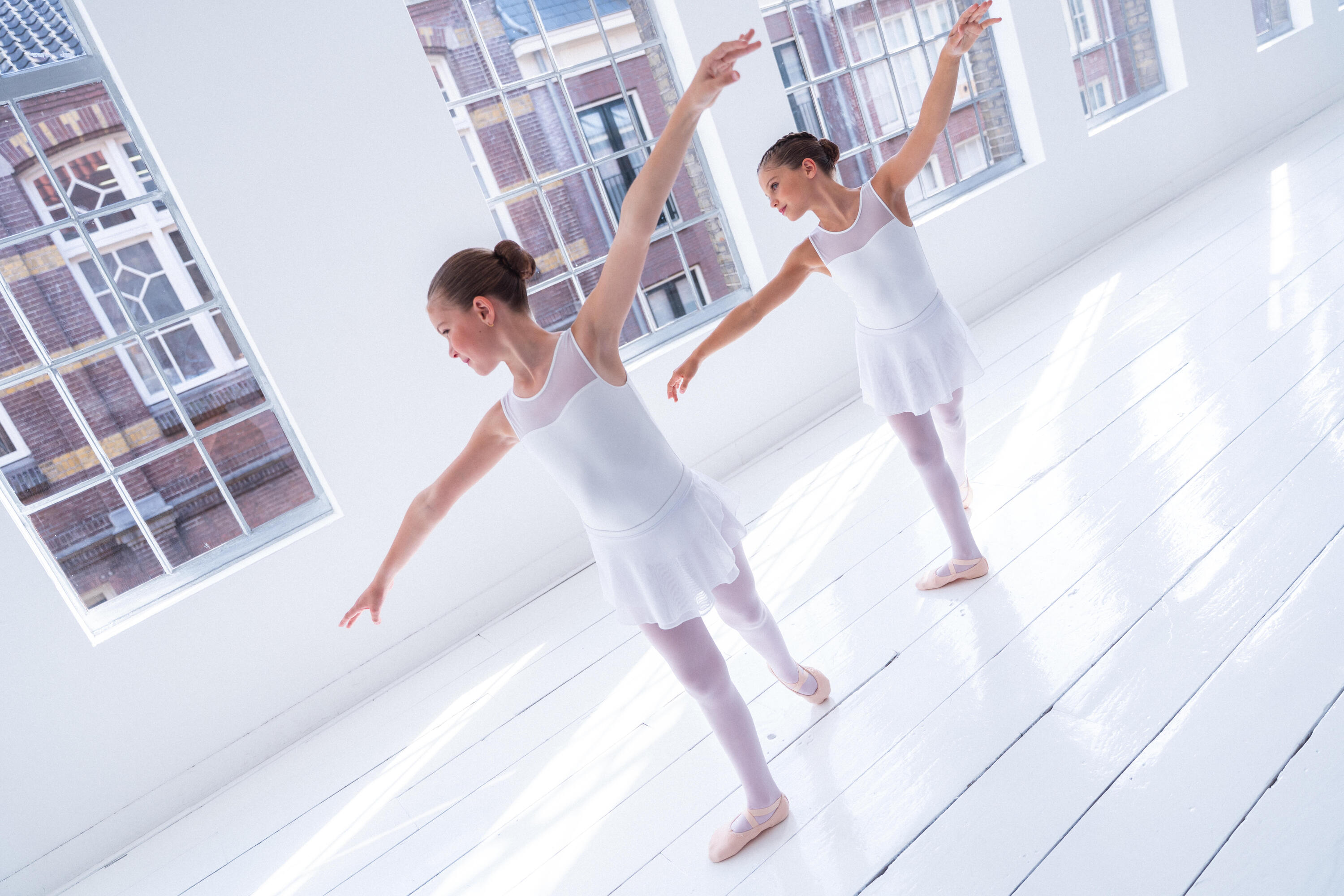 Justaucorps de danse classique en voile fille, blanc 7/9