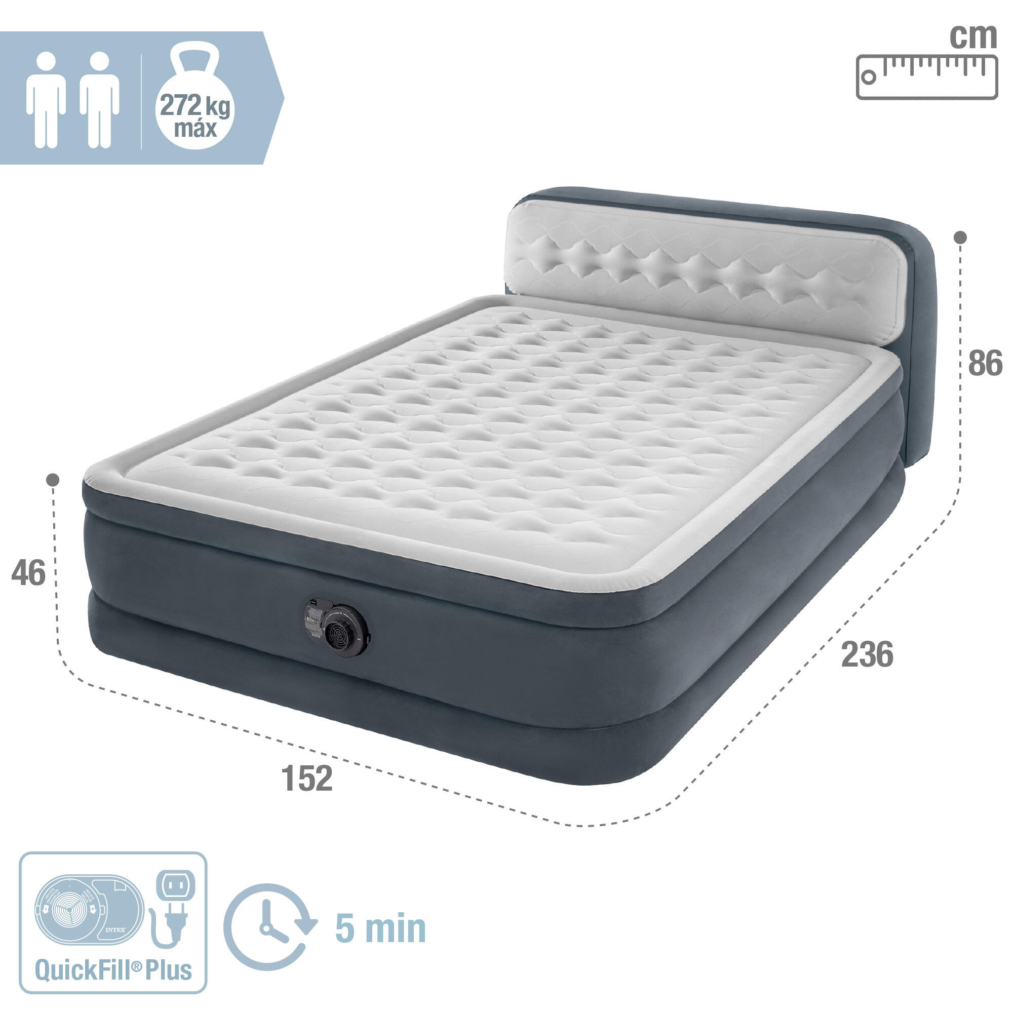 Cama de aire INTEX con cabecero Dura-Beam Deluxe Ultra Plush Queen - CD 2/4