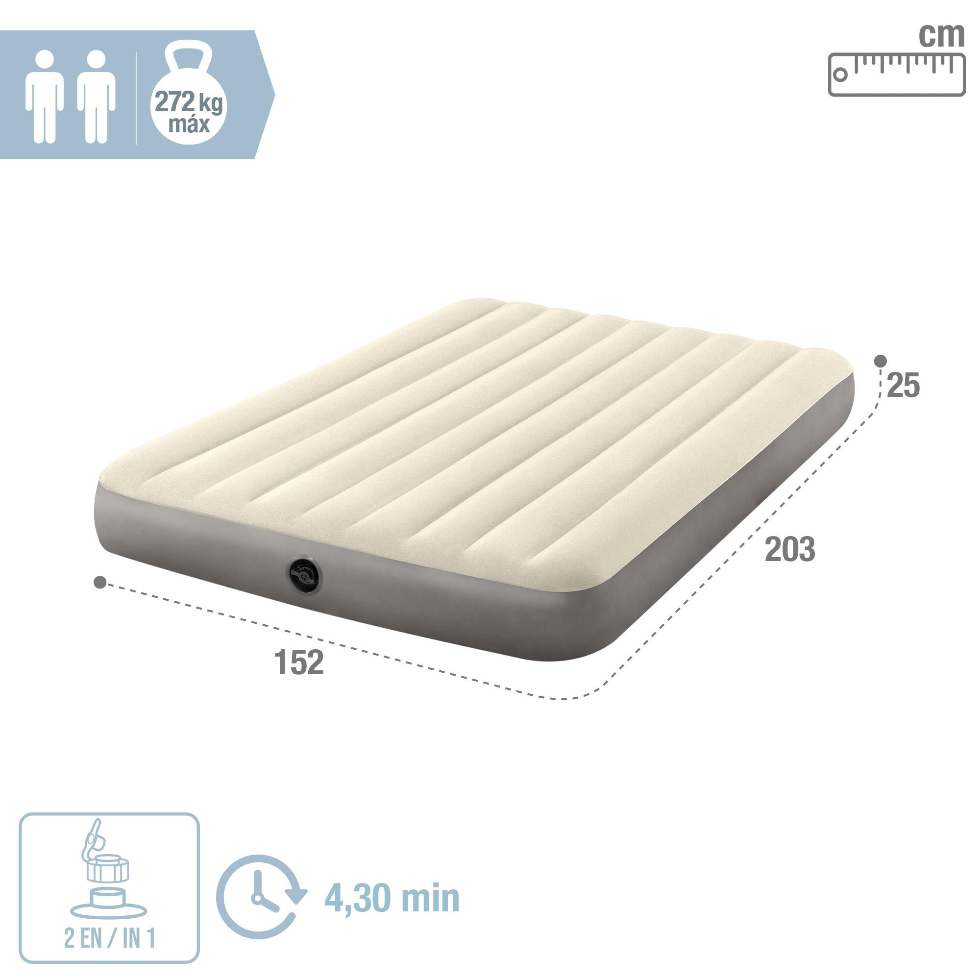 Colchón Hinchable Doble INTEX Dura-Beam Standard Single-High 152x203x25 cm - CD 2/4