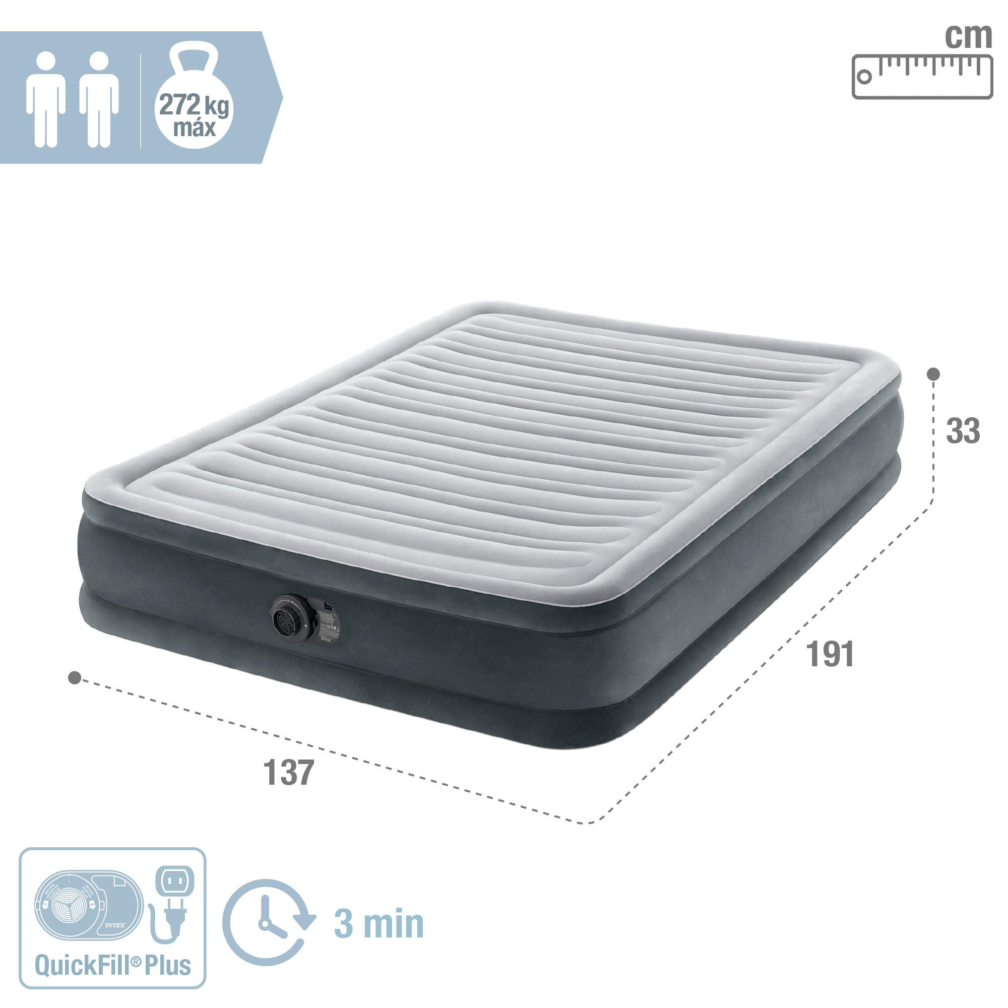 Colchón hinchable INTEX Dura-Beam Deluxe Comfort-Plush 137x191x33 cm - CD 2/4