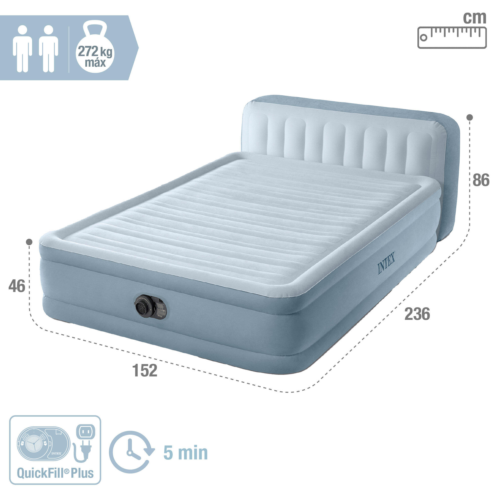 Cama de aire con cabecero INTEX Dura-Beam Deluxe Plush Headboard - CD 2/4