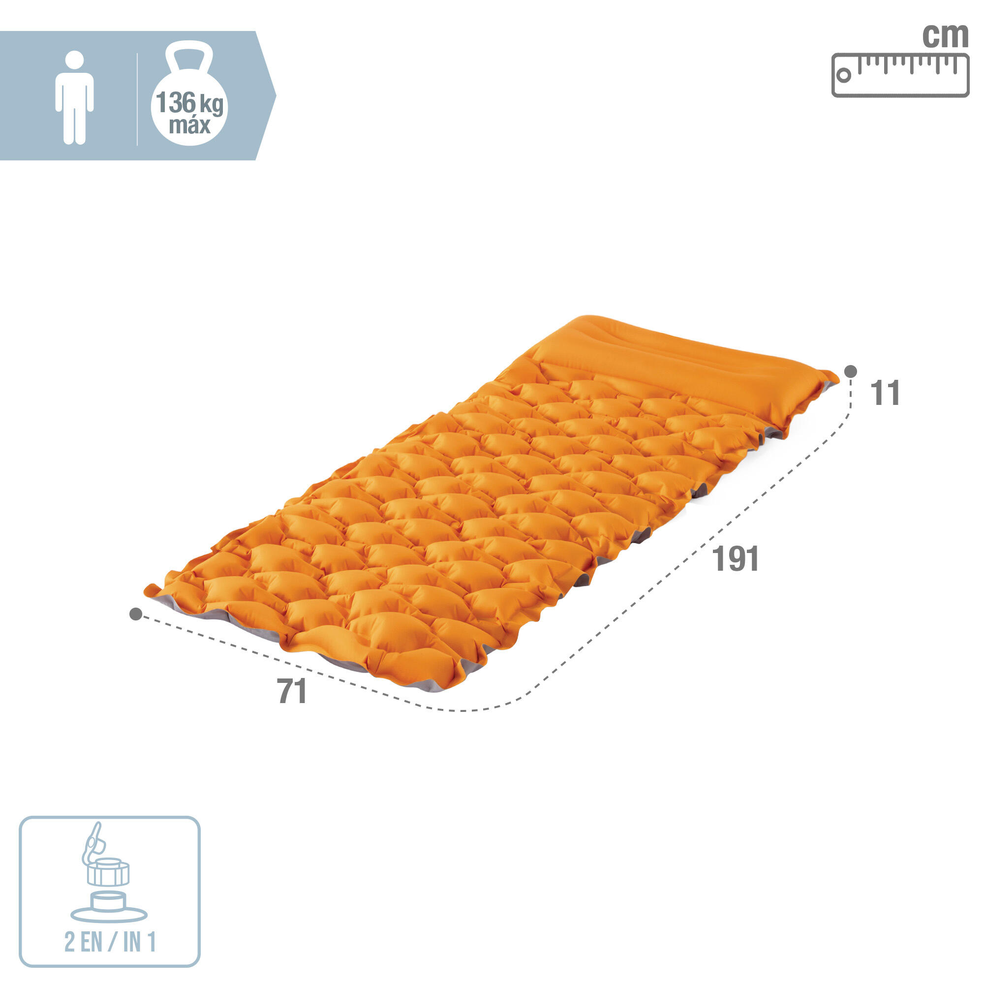 Colchon Esterilla hinchable individual TPU Camping INTEX - CD 2/4