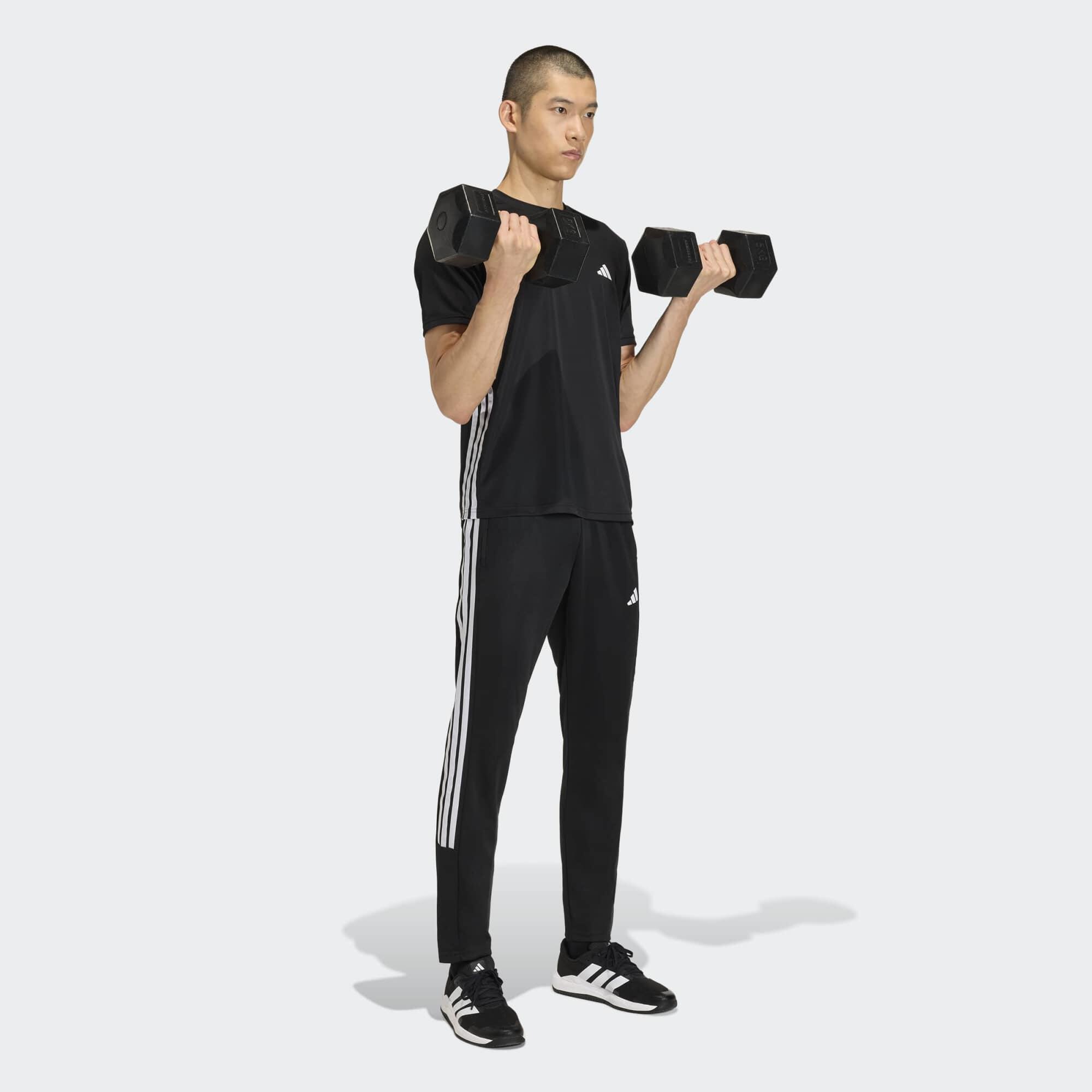 Pantaloni tuta ADIDAS uomo slim fit traspiranti con tasche con zip neri 2/5