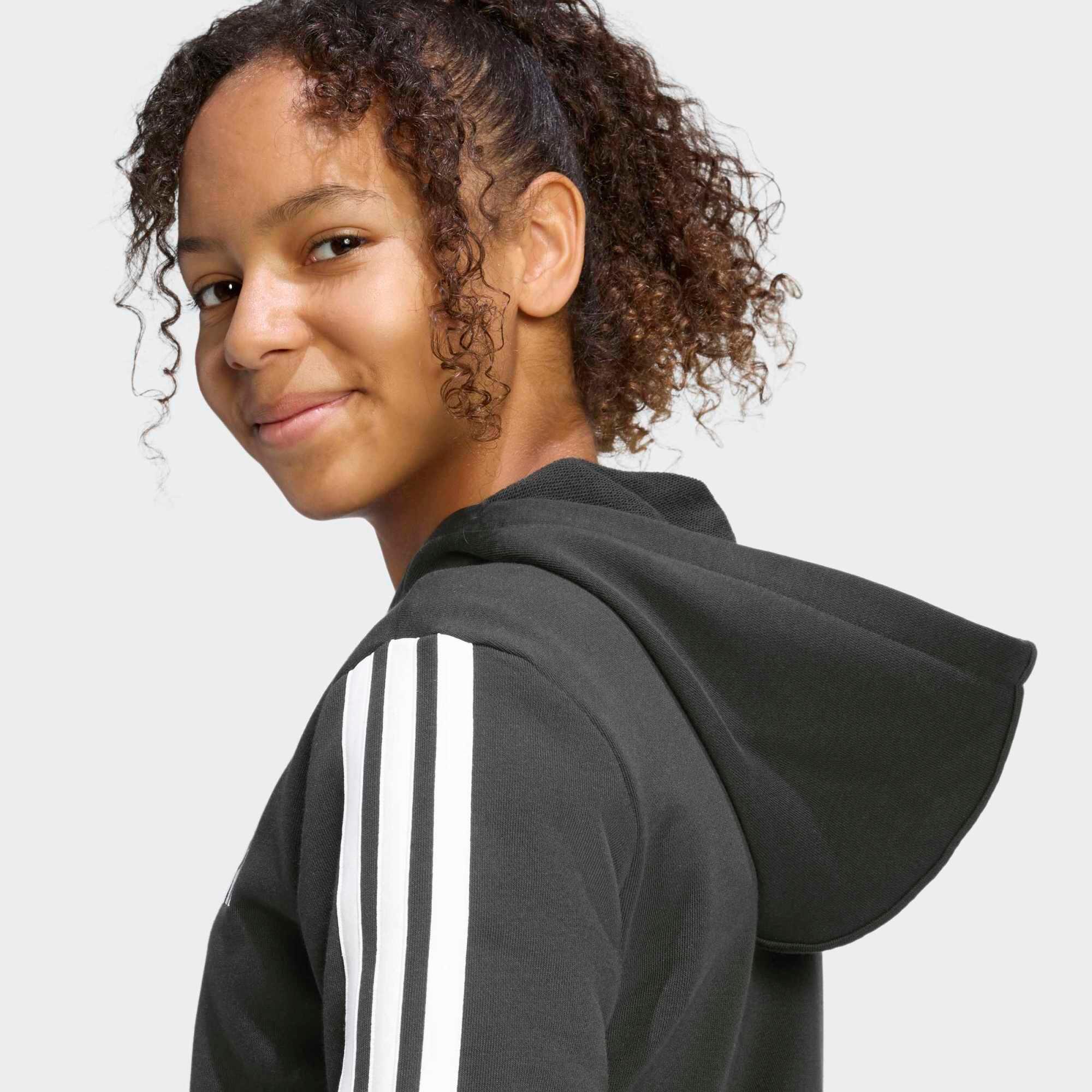 Kapuzenjacke mit Reissverschluss aus Baumwolle für Mädchen, schwarz 4/5