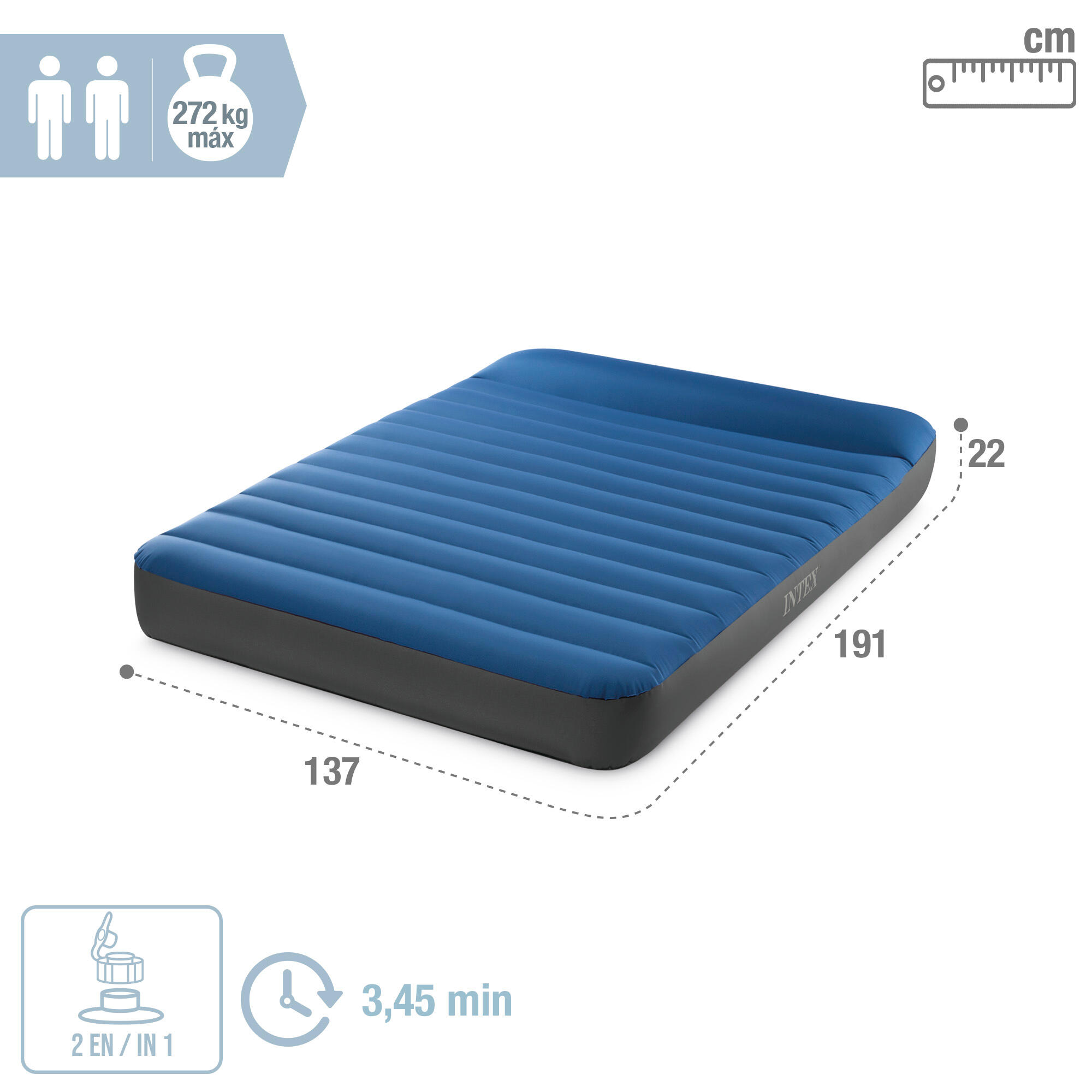 Matalàs inflable doble TPU Càmping Matress a/inflador inclòs INTEX CD 2/4