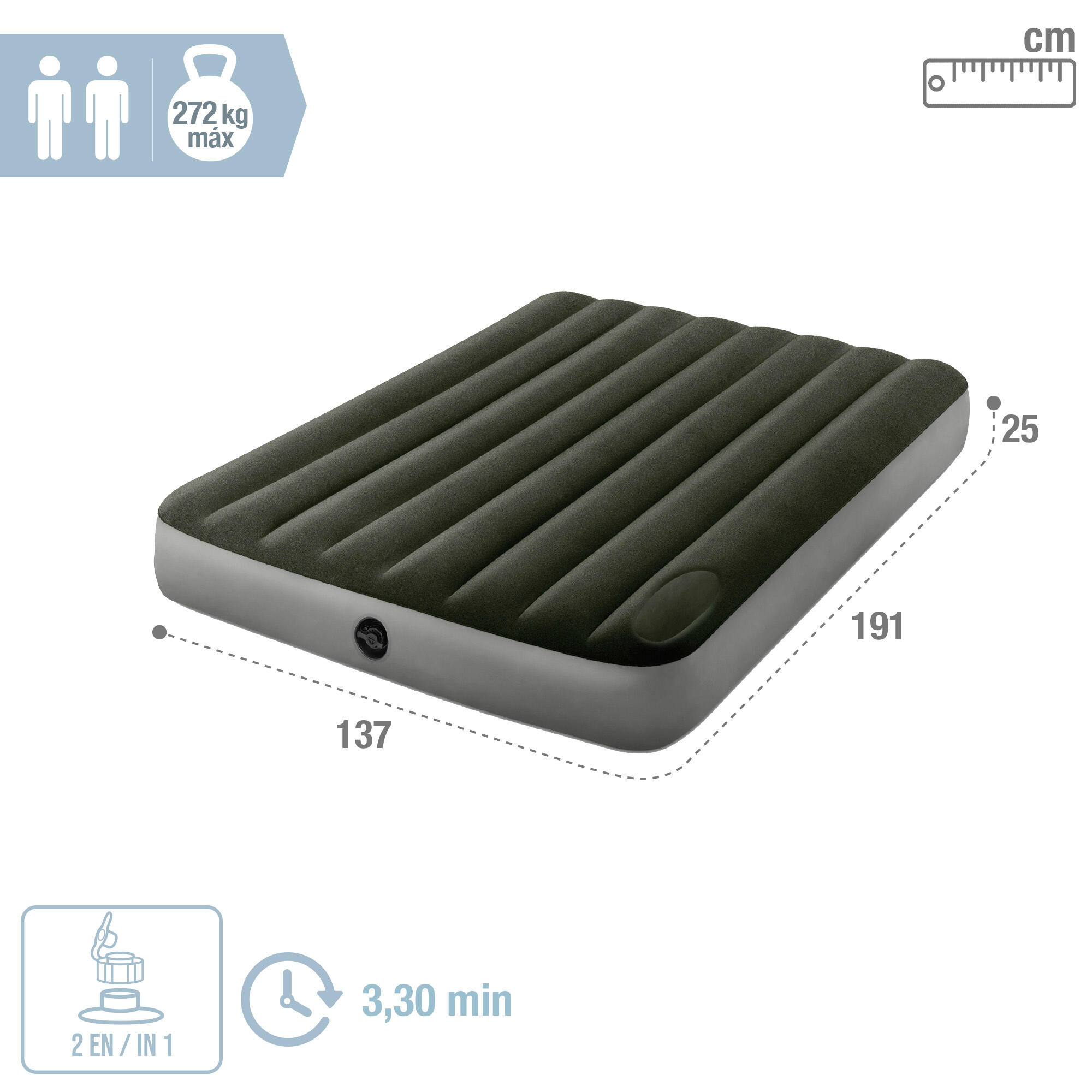 Colchón inflable 2 plazas e hinchador Fiber-Tech Downy INTEX - CD 2/4