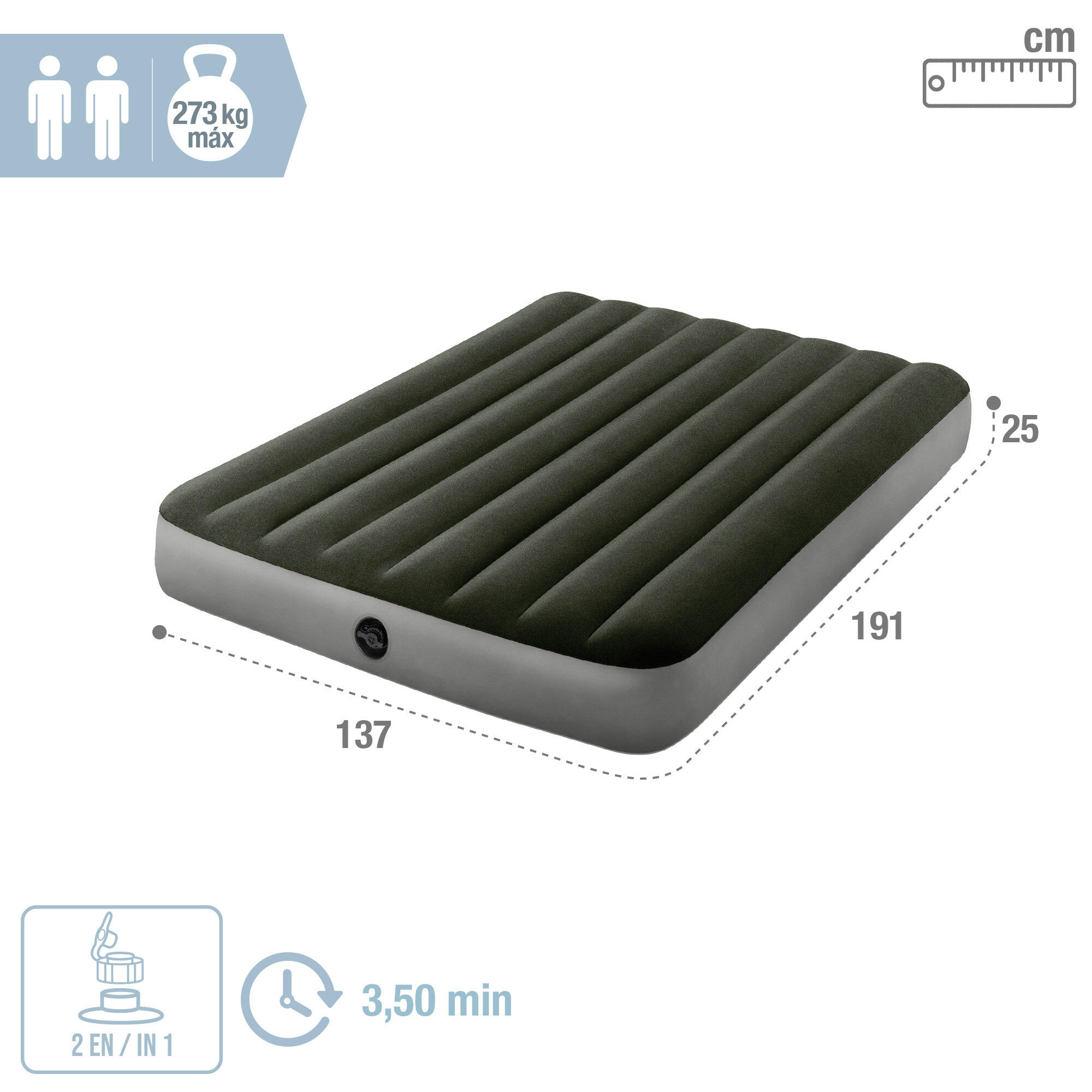 Colchón hinchable doble con hinchador prestige downy fiber-tech INTEX - CD 2/4