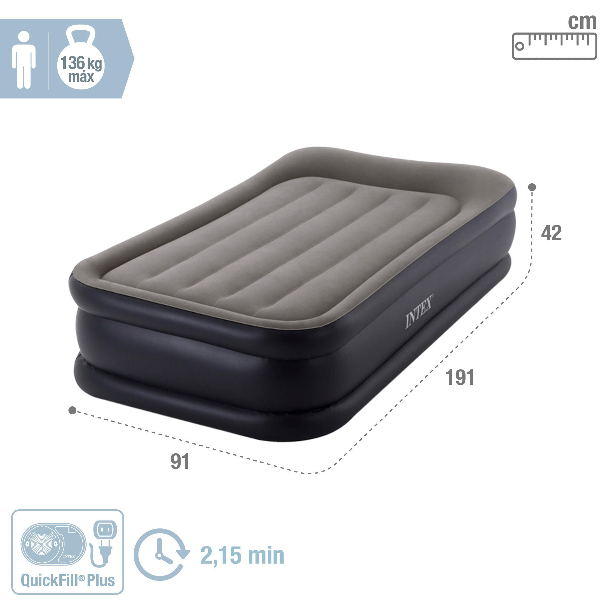 Colchón hinchable individual INTEX Dura-Beam Plus Deluxe Pillow- CD 2/4