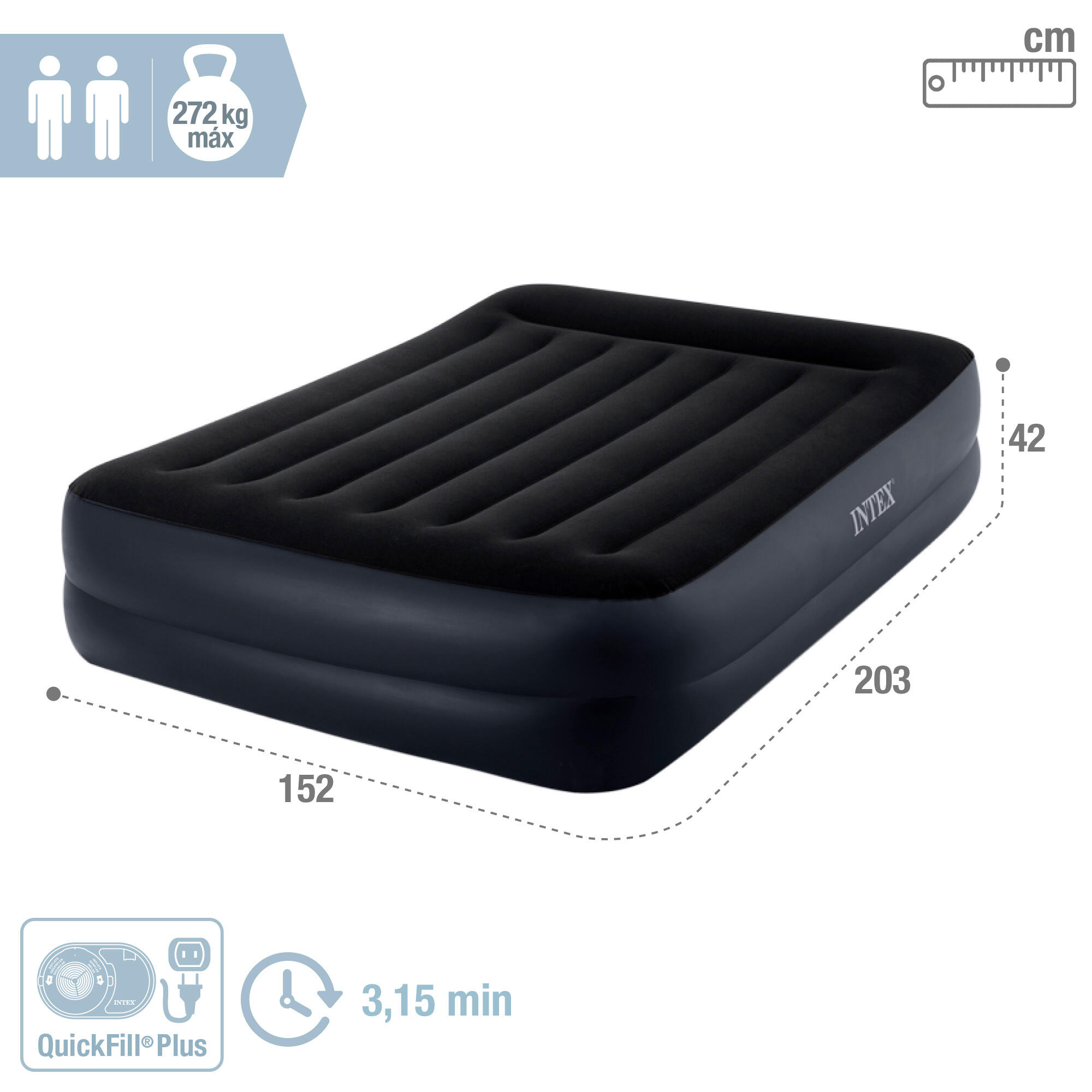 Colchón hinchable INTEX doble Talla M Dura-Beam Plus Pillow Rest Raised - CD 2/4