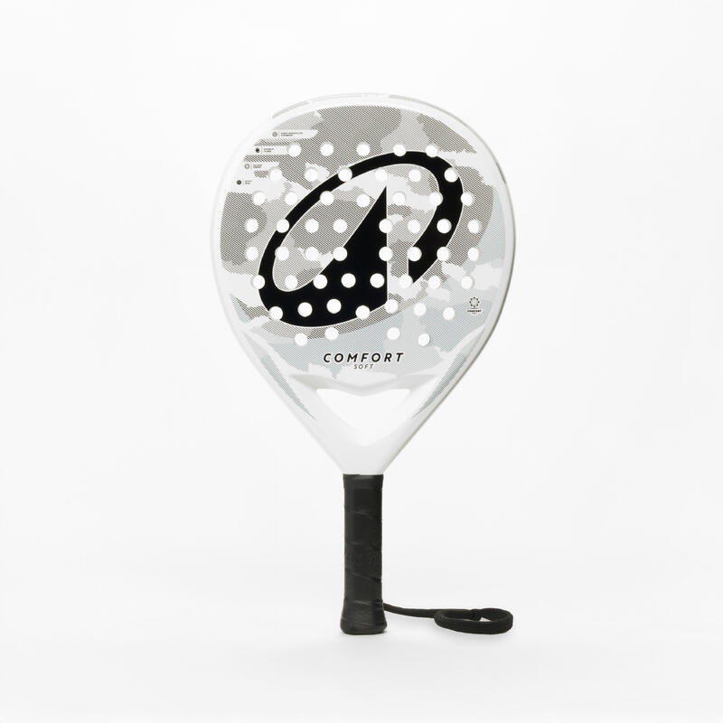 Kuikma PR Comfort Soft Review (2026): Decathlon's £40 Soft Control Racket Tested 1 Kuikma PR Comfort Soft padel racket in black and white, round shape with soft EVA core