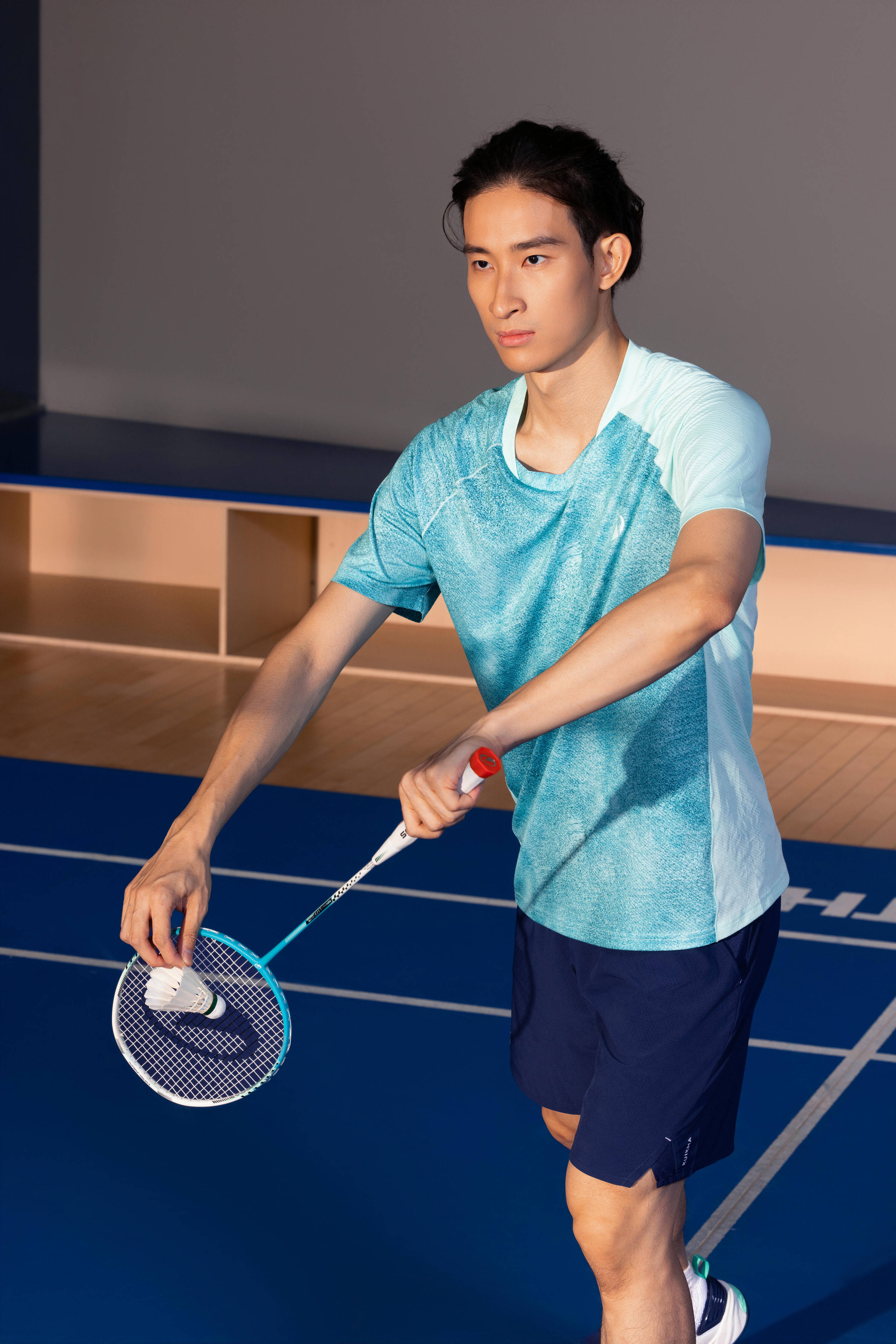 ADULT BADMINTON RACKET BR LITE 590 TURQUOISE BLUE -  5