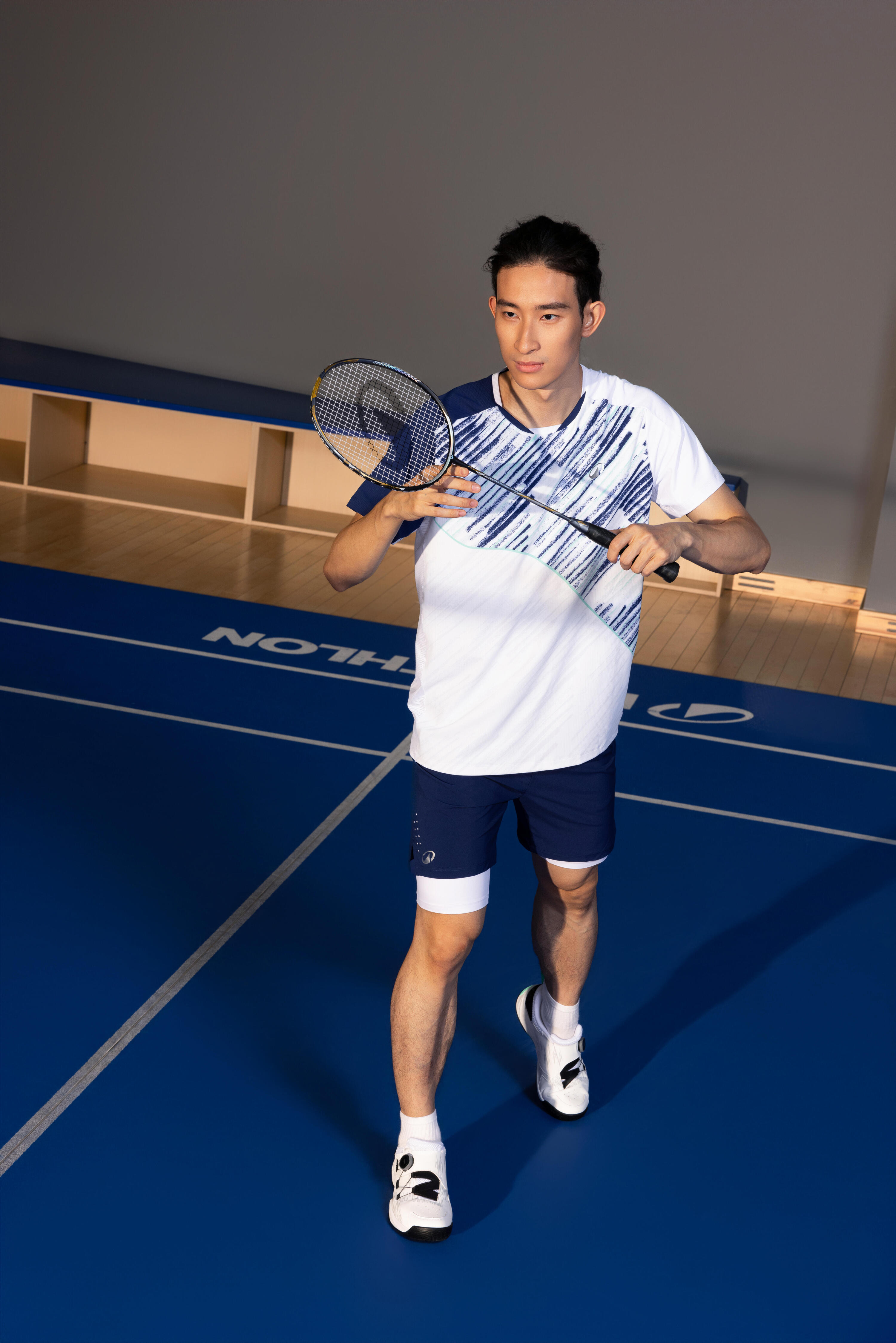 T-shirt badminton uomo PERFORM 990 blu 7/15