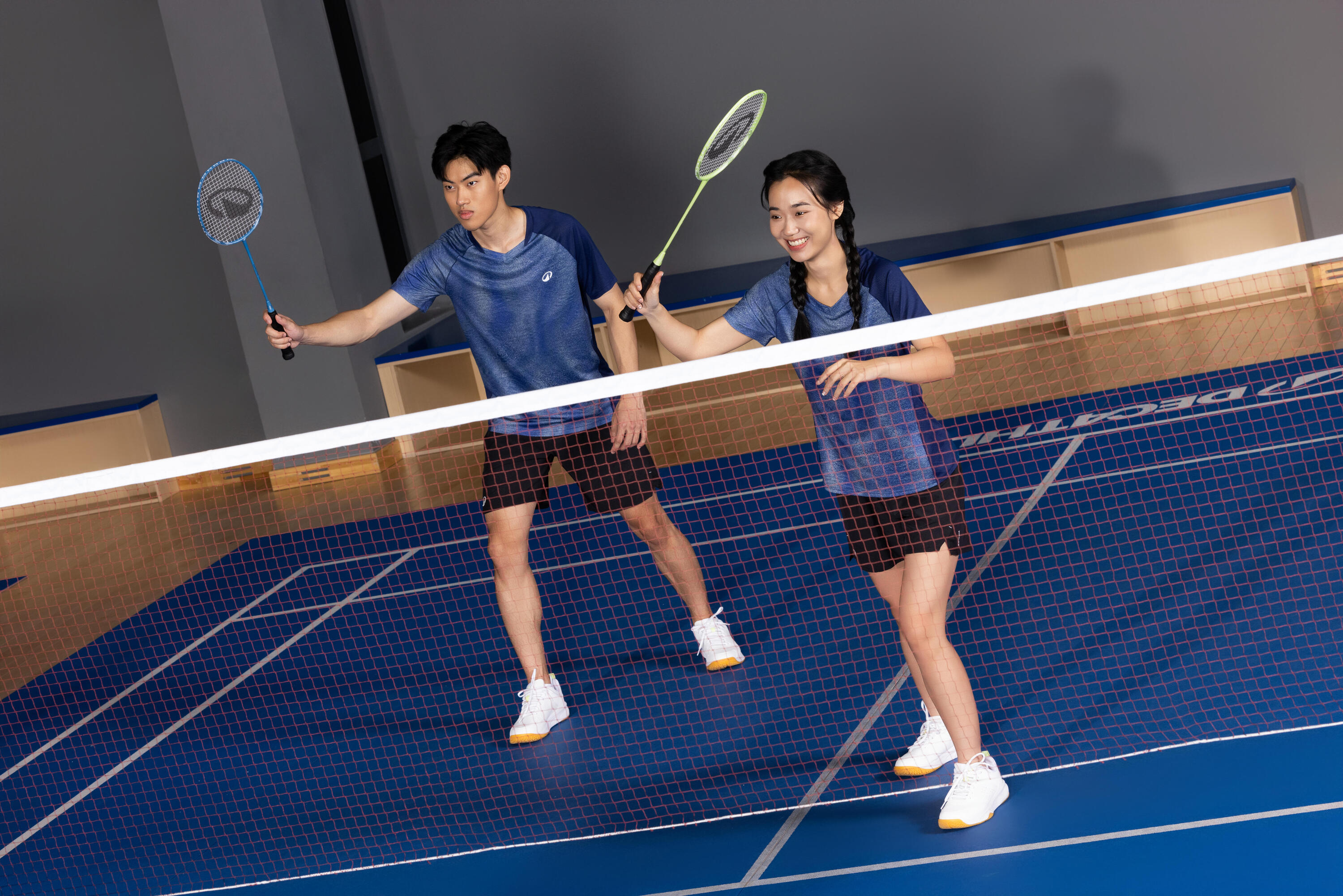 Lot de Raquettes de Badminton Adulte BR 190 Partner - Bleu/Citron Vert 14/14