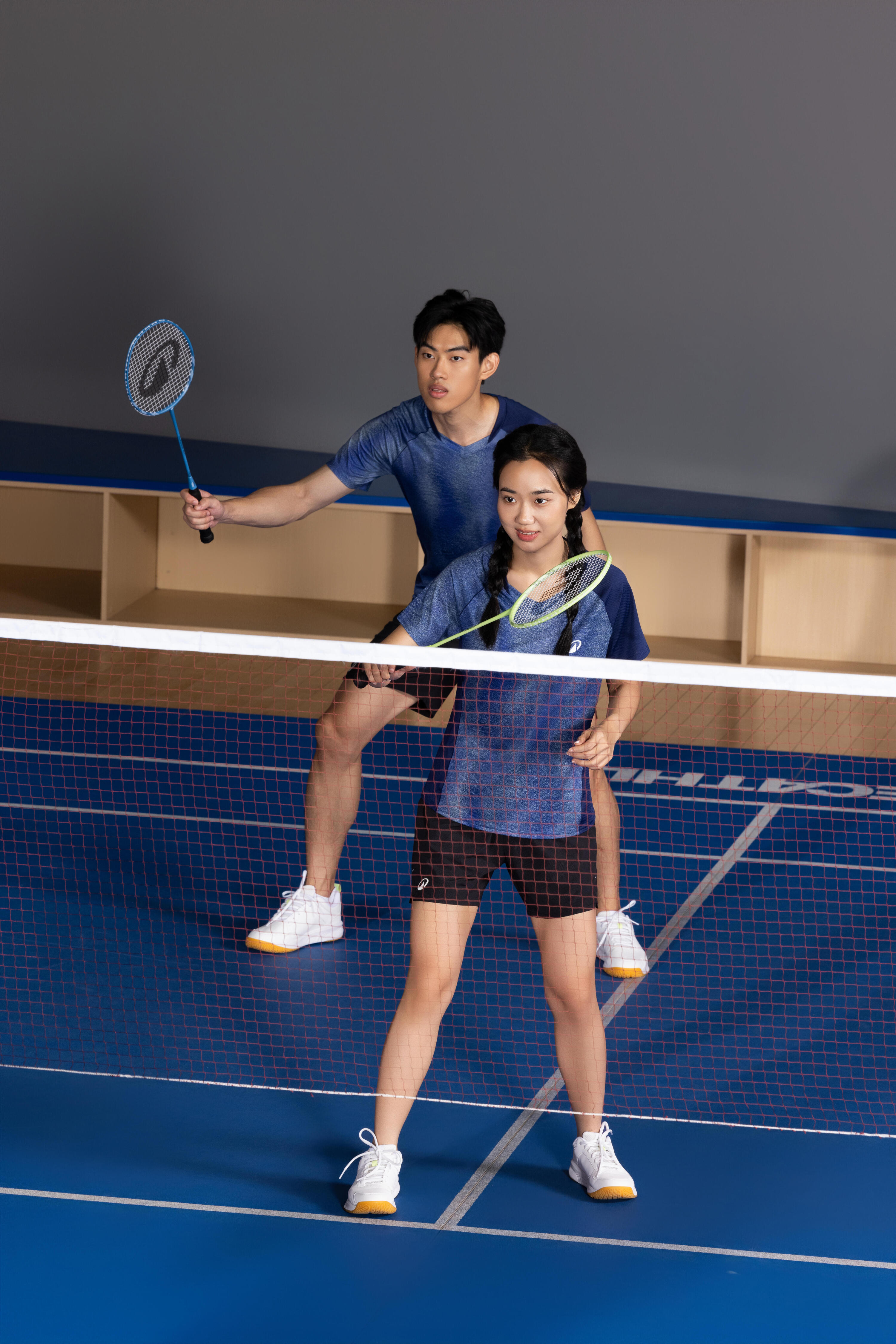 Lot de Raquettes de Badminton Adulte BR 190 Partner - Bleu/Citron Vert 12/14