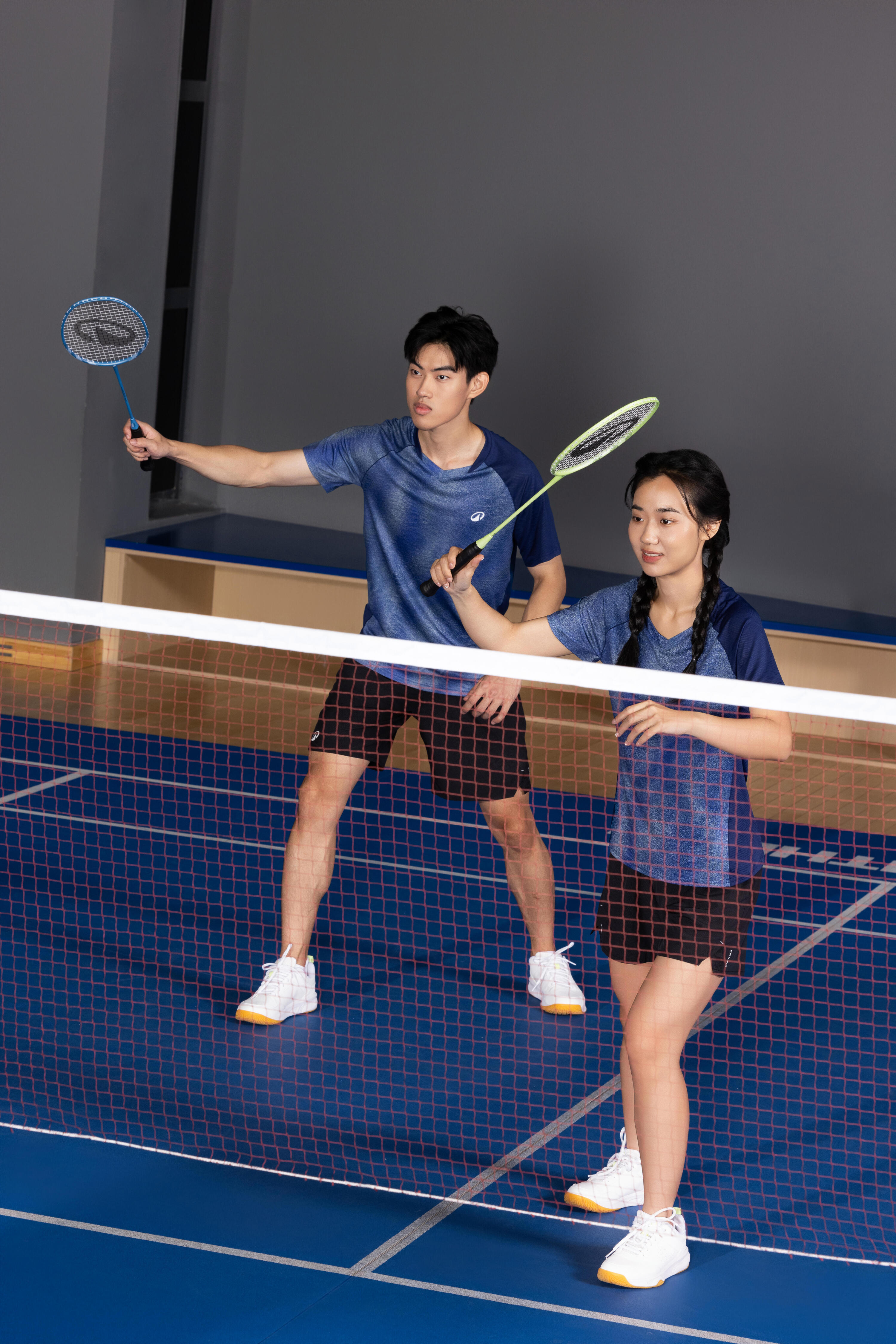 Lot de Raquettes de Badminton Adulte BR 190 Partner - Bleu/Citron Vert 11/14